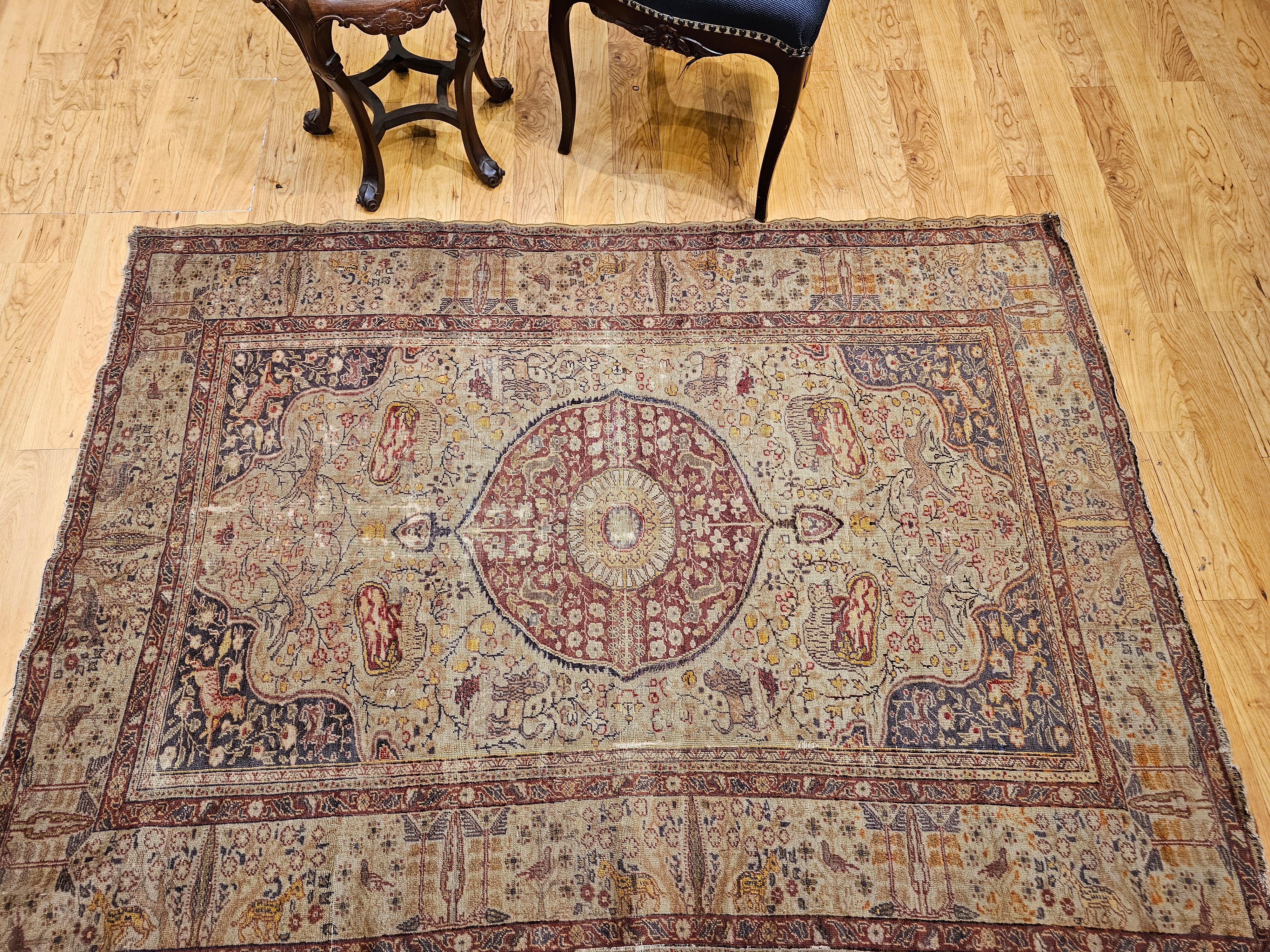 Tapis turc Sivas du XIXe siècle en vert pâle, lavande, bourgogne et jaune en vente 10