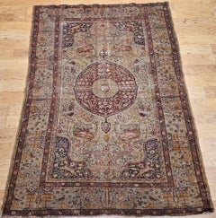 19th Century Turkish Sivas Area Rug in Pale Green, Lavender, Burgundy
