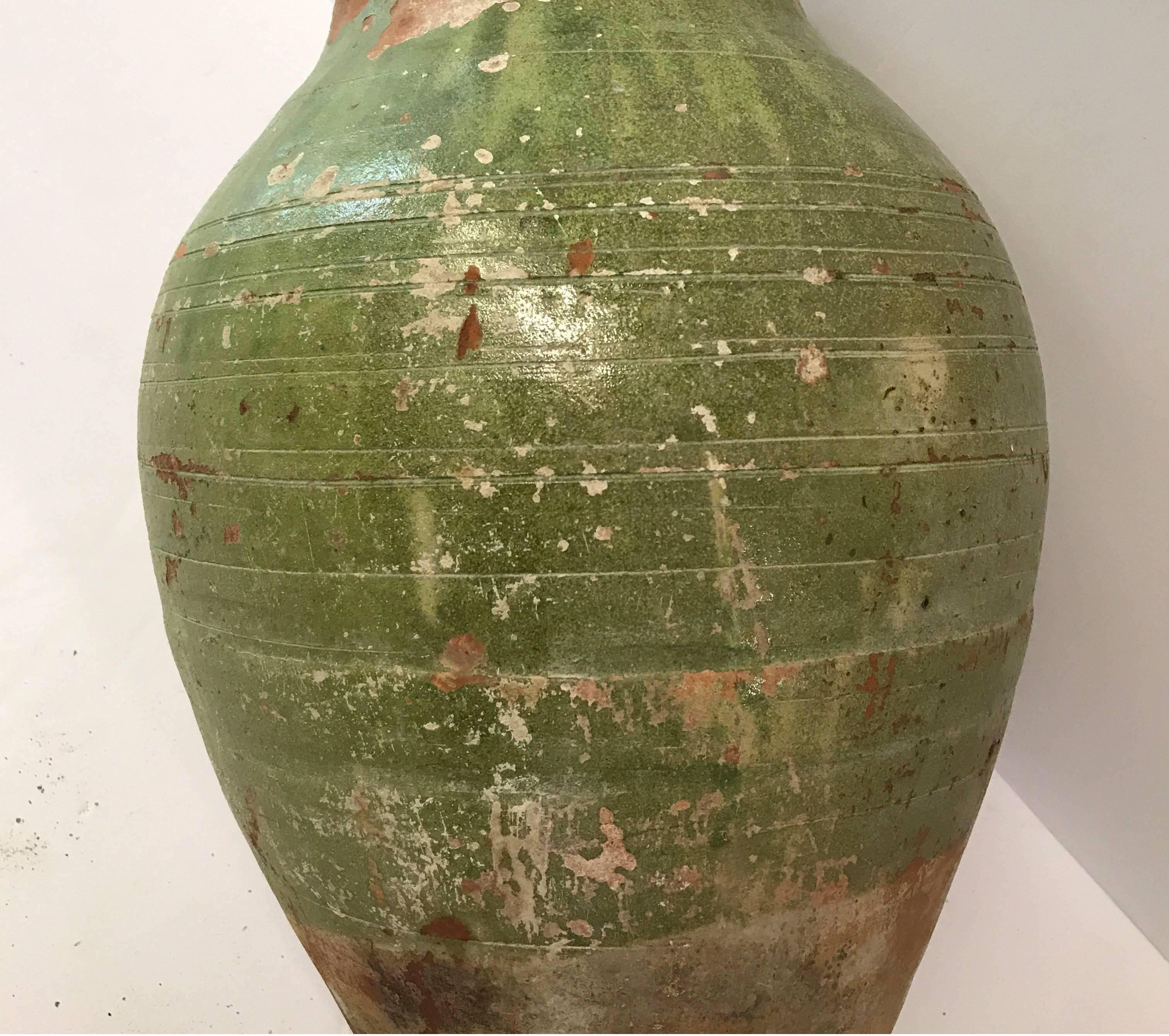 19th Century Turkish Terra Cotta Oil Jar with Green Glaze 5