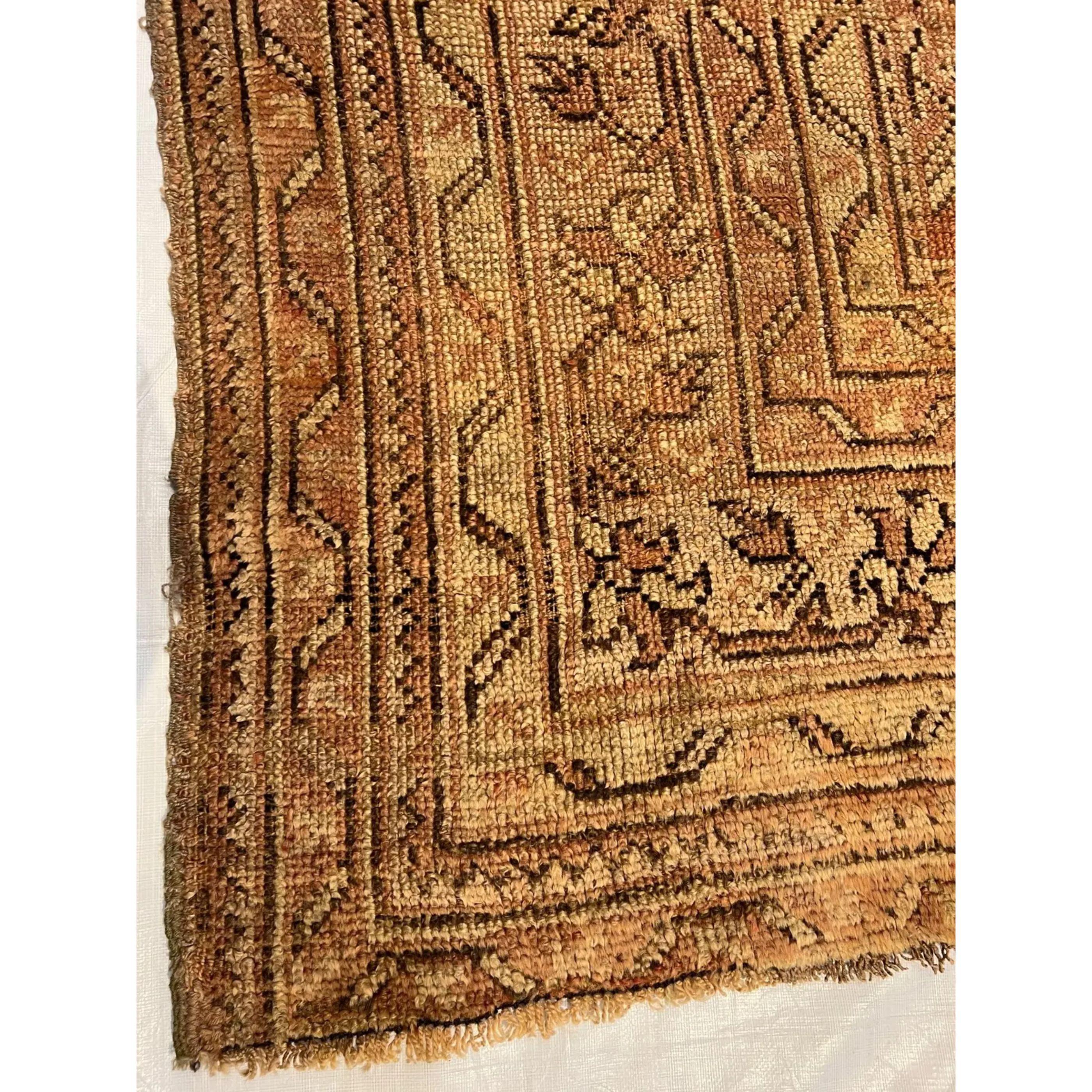 19th Century Turkish Tribal Oushak Rug In Good Condition For Sale In Los Angeles, US