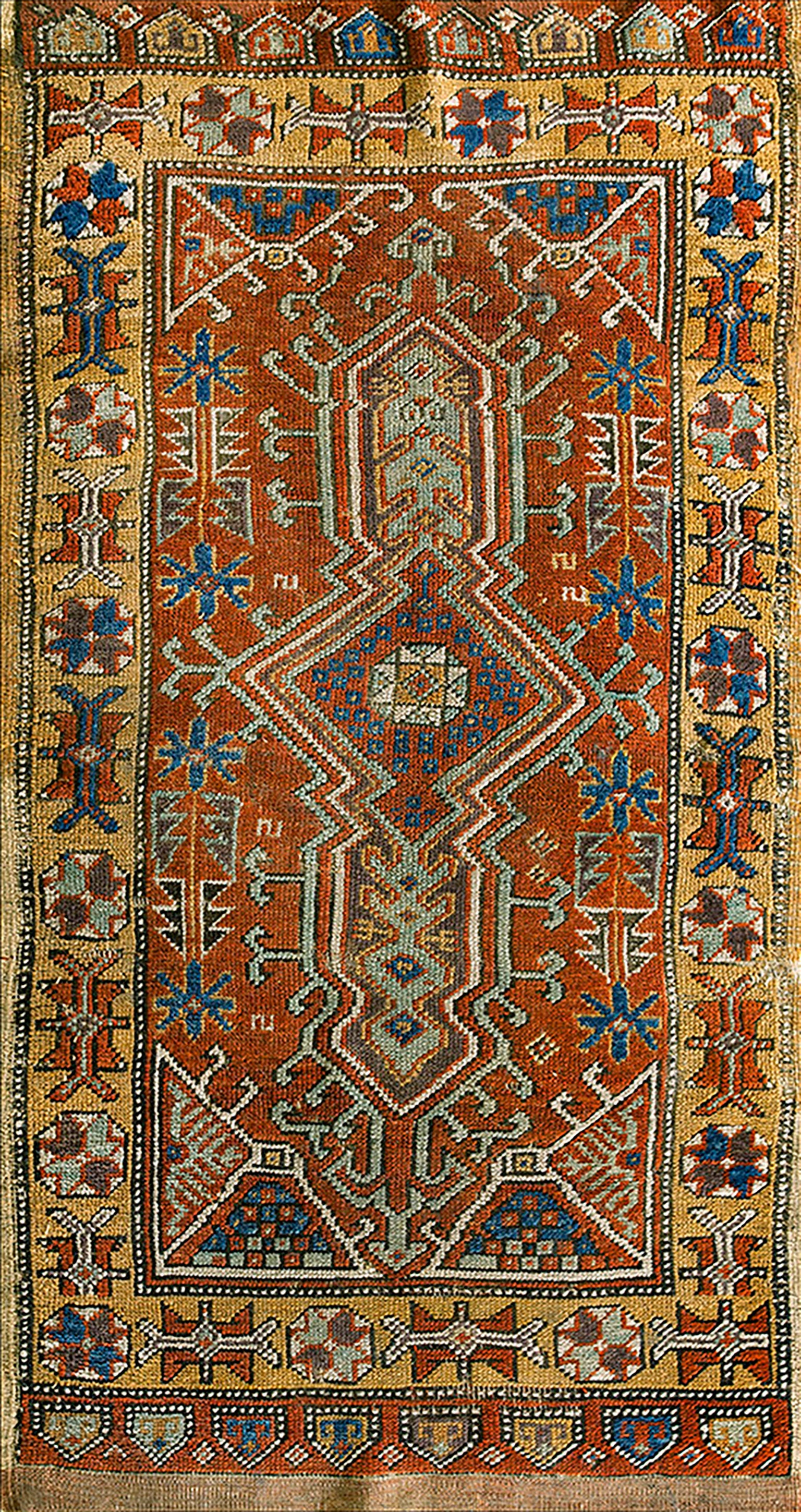 Tappeto Yastik turco del XIX secolo ( 2'3" x 4' - 68 x 122 ) in vendita