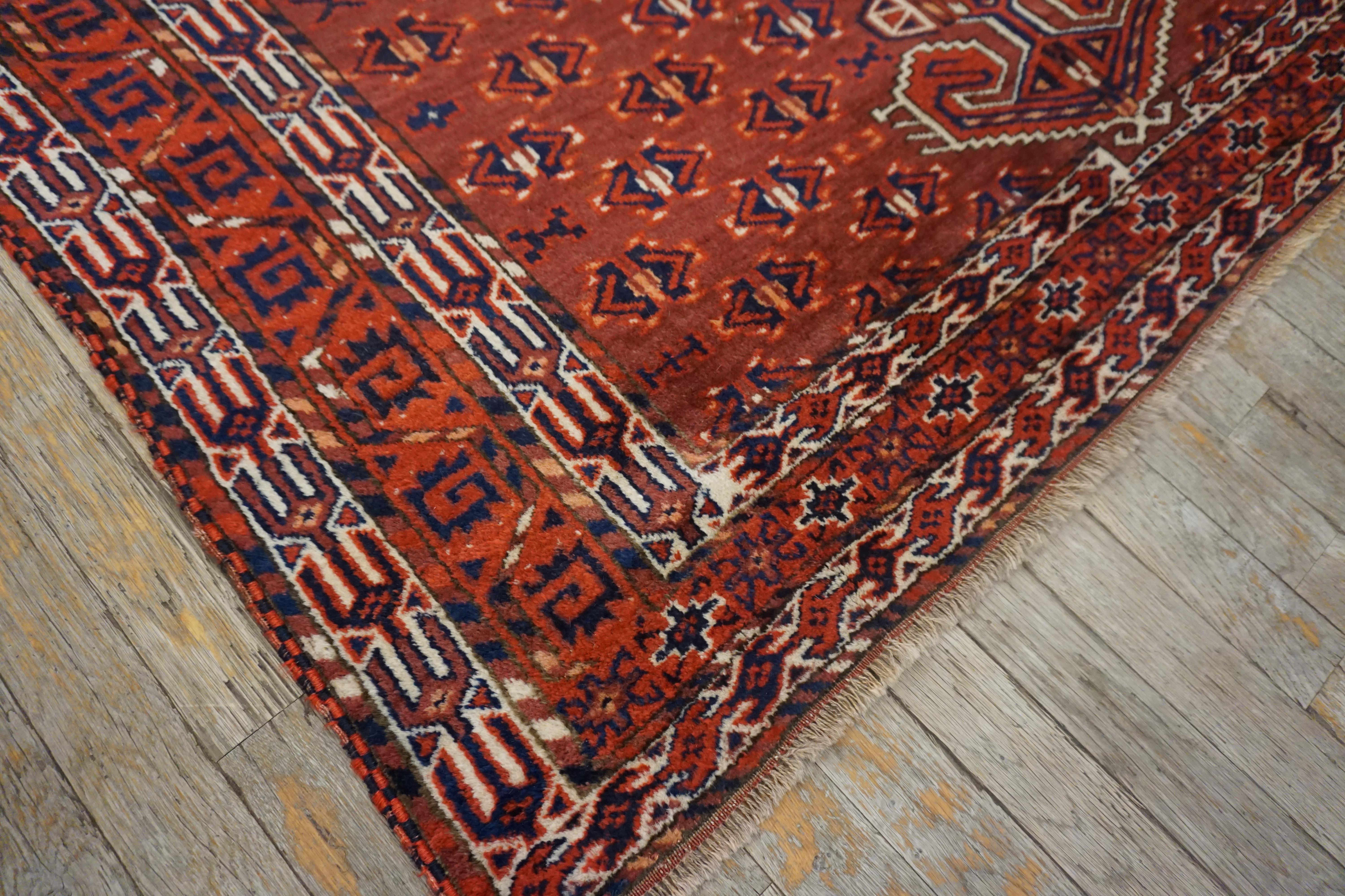 Wool 19th Century Turkmen Engsi Carpet ( 4 7