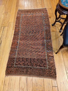 19th Century Turkmen Yomut  Rug in Allover Pattern in Terracotta, Brown, Blue