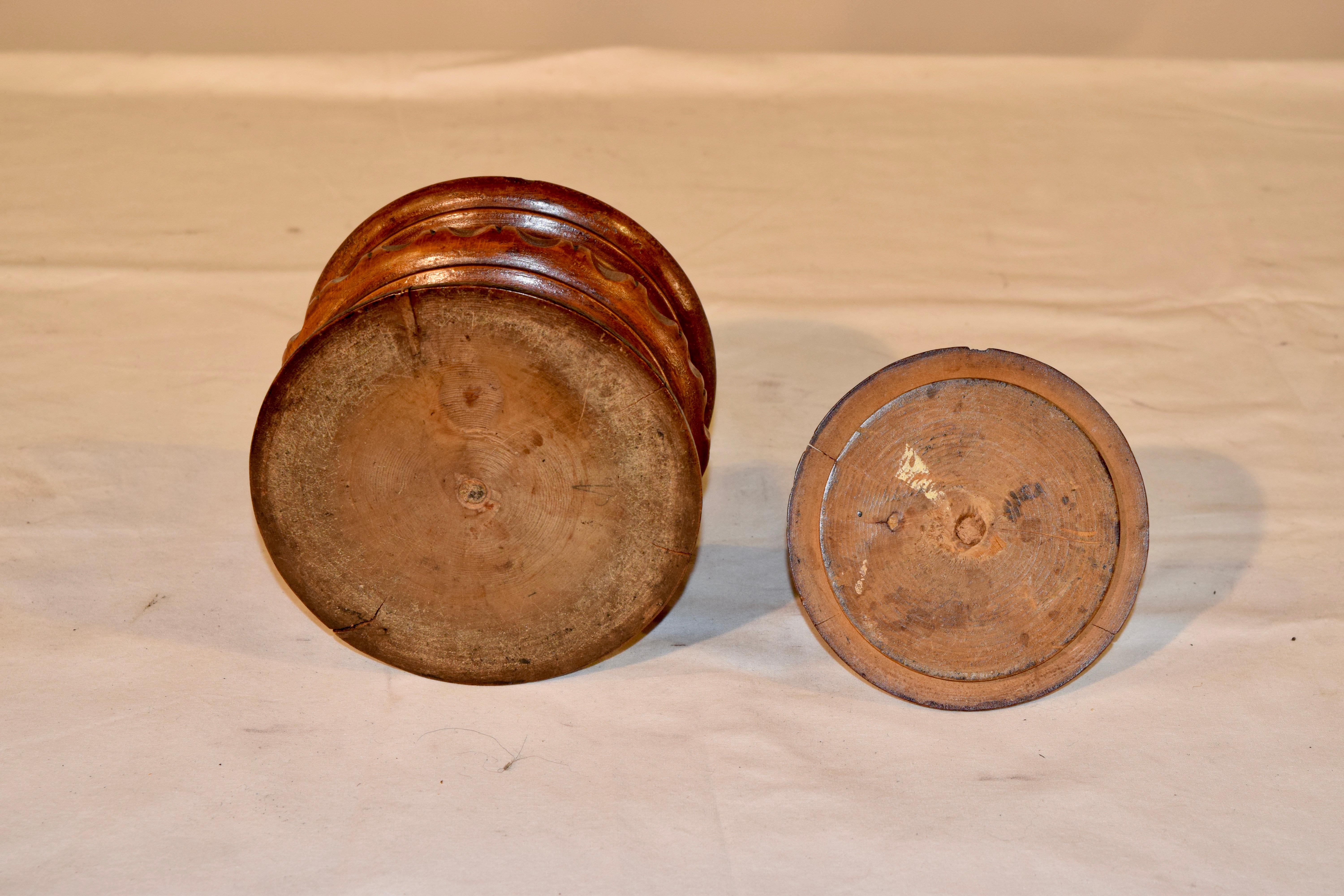Fruitwood 19th Century Turned Lidded Treen Box