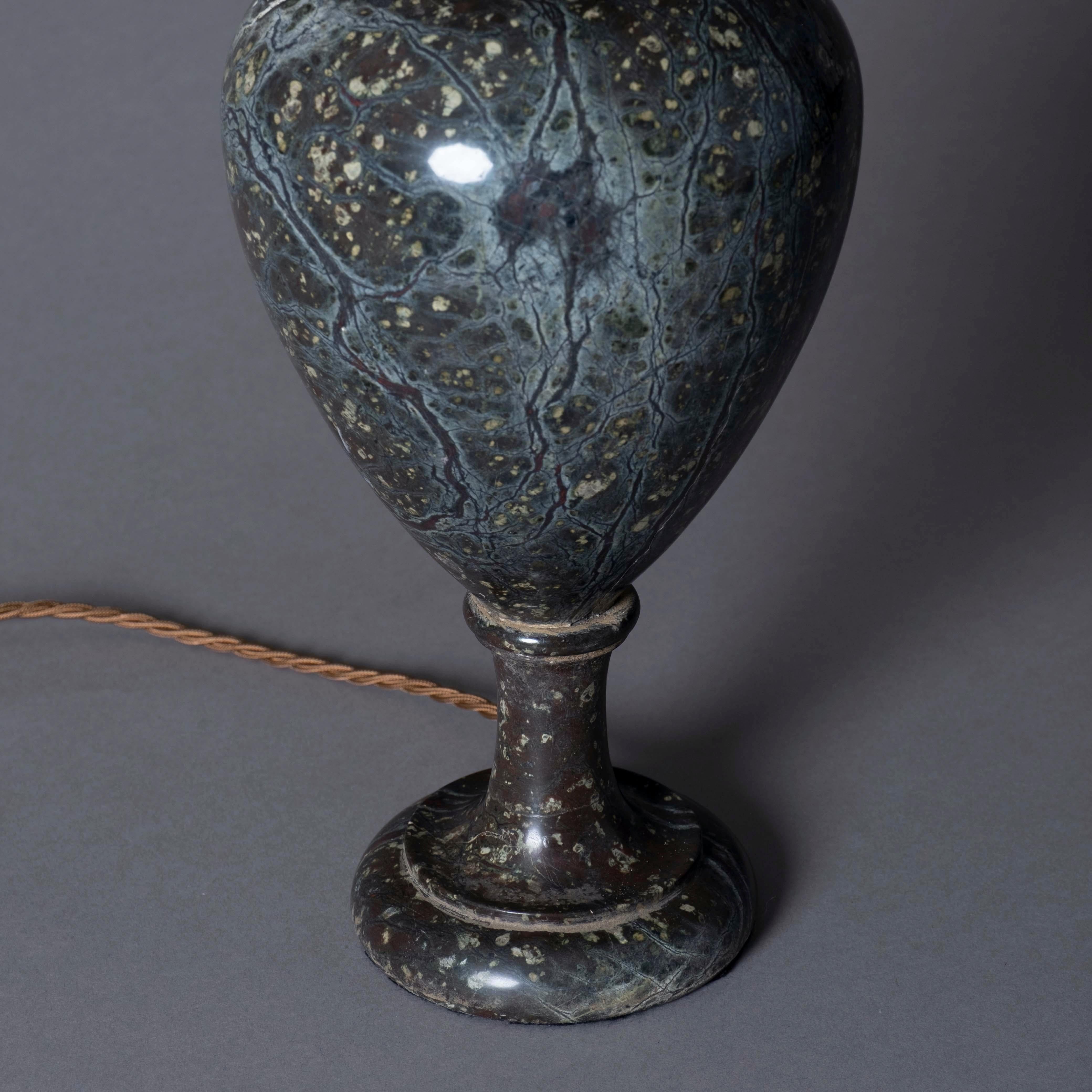 Italian 19th Century Turned Marble Vase Lamp
