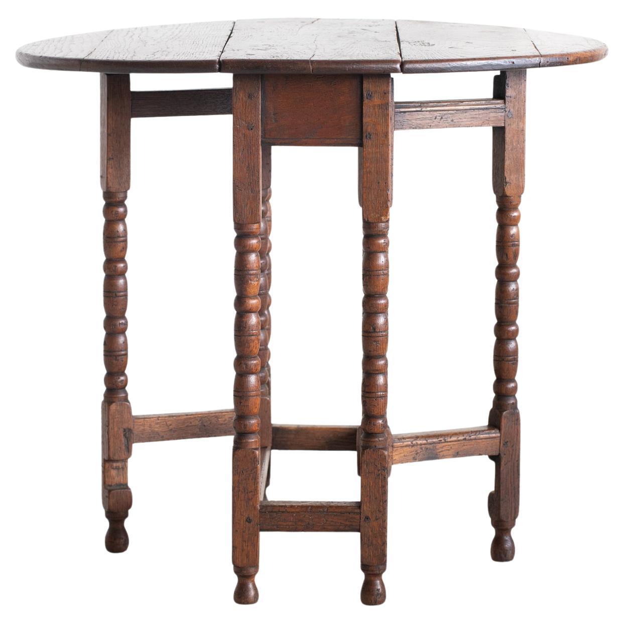 19th Century Turned Oak Gateleg Table For Sale