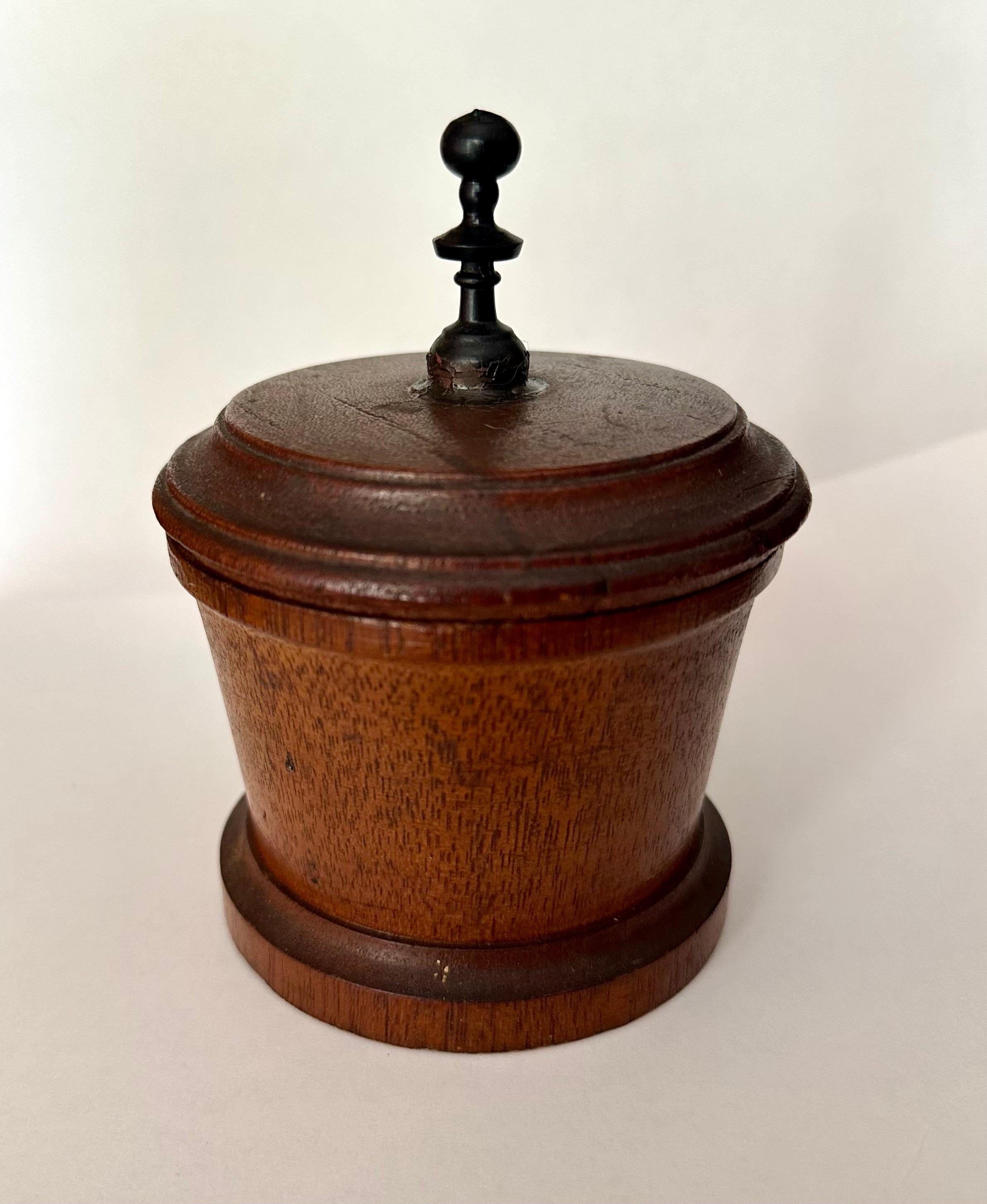 Hand-Crafted 19th Century Turned Wood Tobacco Jar. For Sale