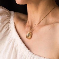 19th Century Turquoise and Rose Cut Diamond Round Locket Pendant