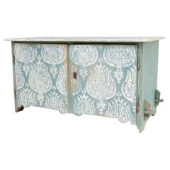 19th Century Turquoise-Blue German Sprucewood Sideboard, Antique Cabinet