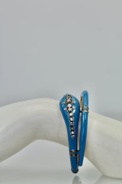 19th Century Turquoise Enamel Snake Bracelet