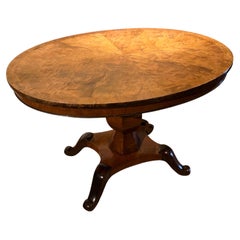 19th Century Tuscan Burl Maple and Walnut Oval Center Table, Biedermeier Style