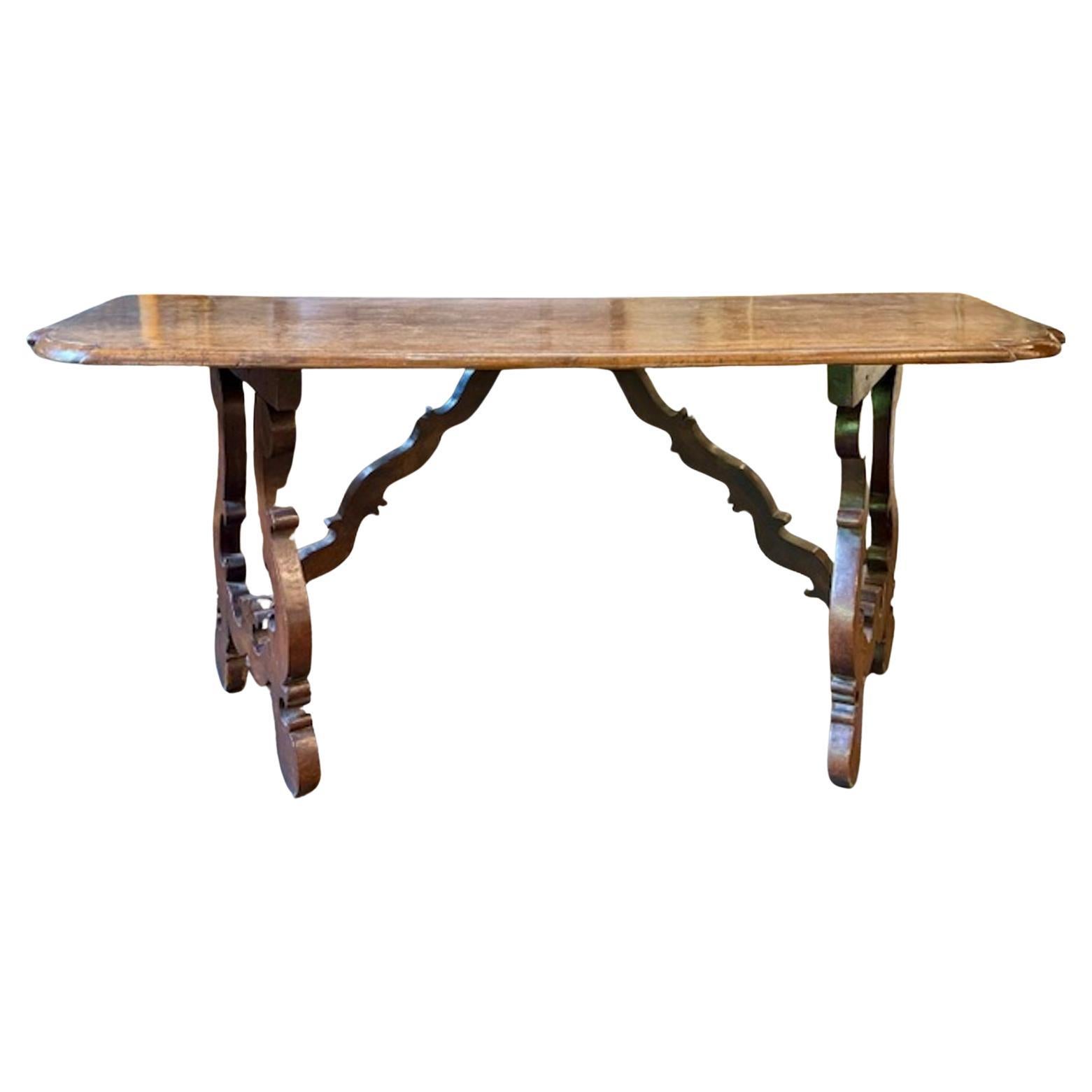 19th Century Tuscan Carved Walnut Console Table