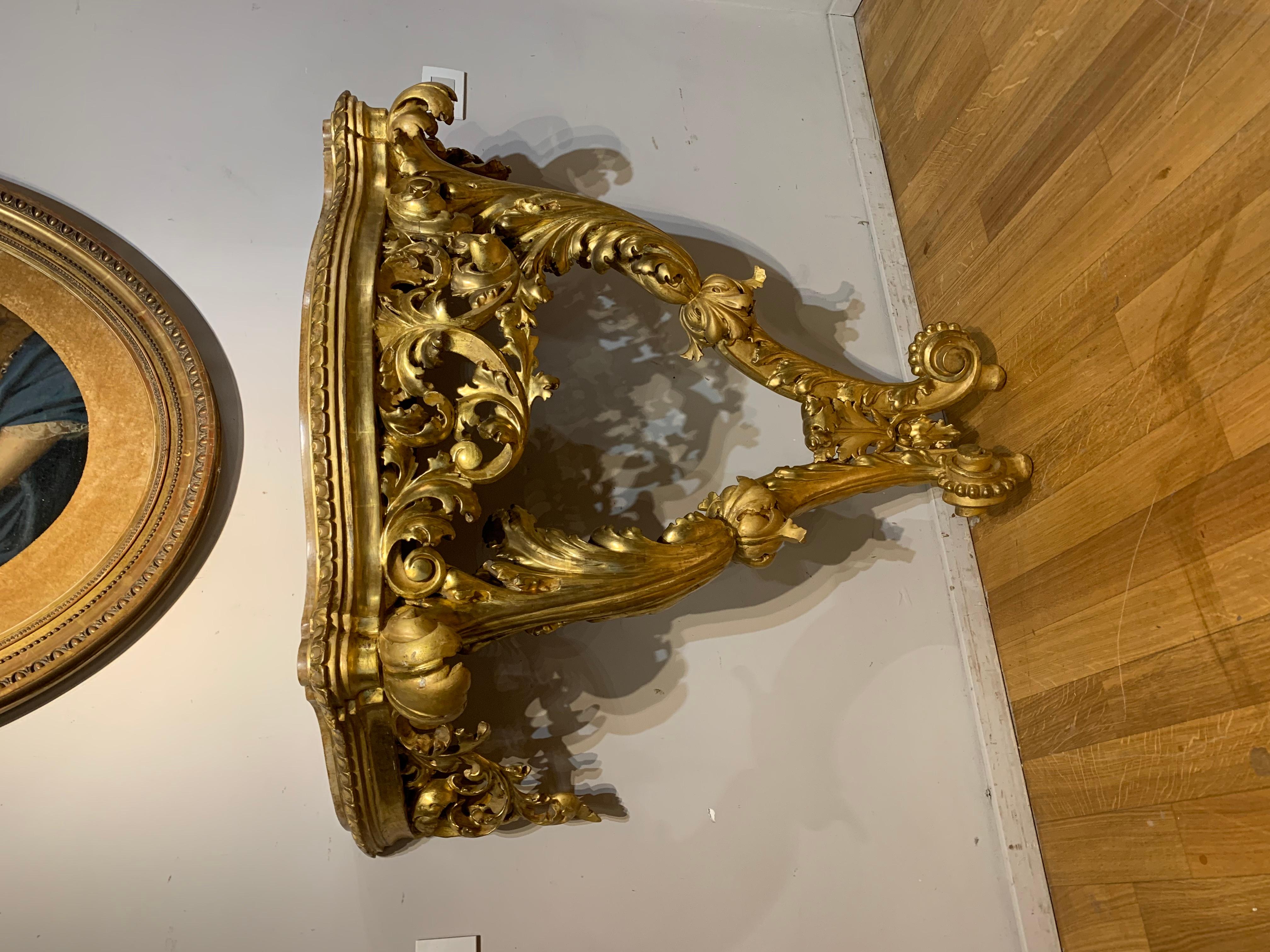 Table console toscanne dorée du XIXe siècle en vente 2