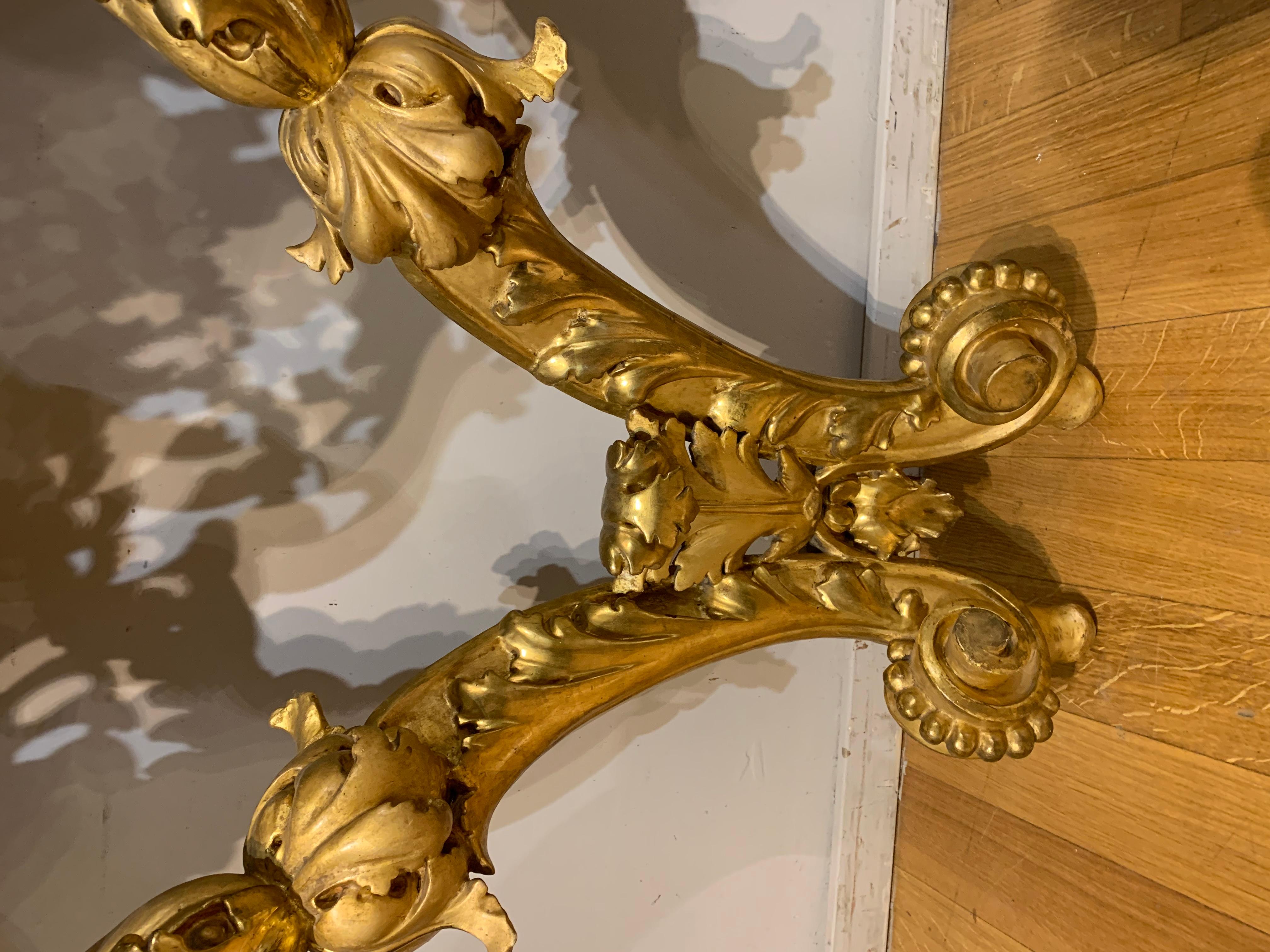 Début du XIXe siècle Table console toscanne dorée du XIXe siècle en vente