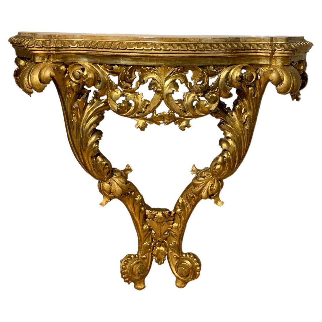 19th Century Tuscan Golden Console Table For Sale