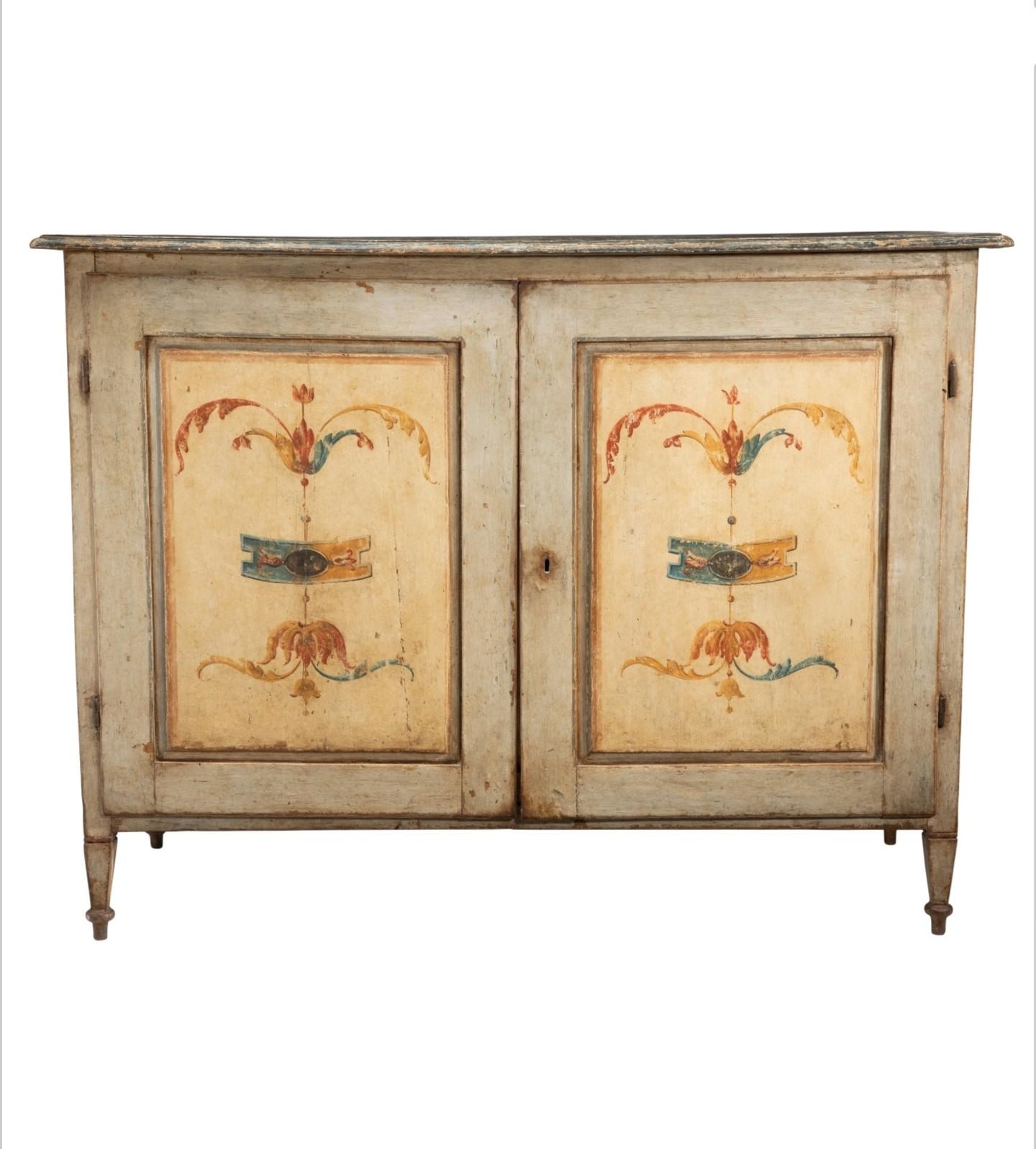 A stunning large antique Tuscan two-door cabinet (buffet - credenza) with Renaissance style polychromed decoration. circa 1850

Hand-crafted in the Provincial Tuscany region of central Italy in the mid-19th century, old solid wood construction, most