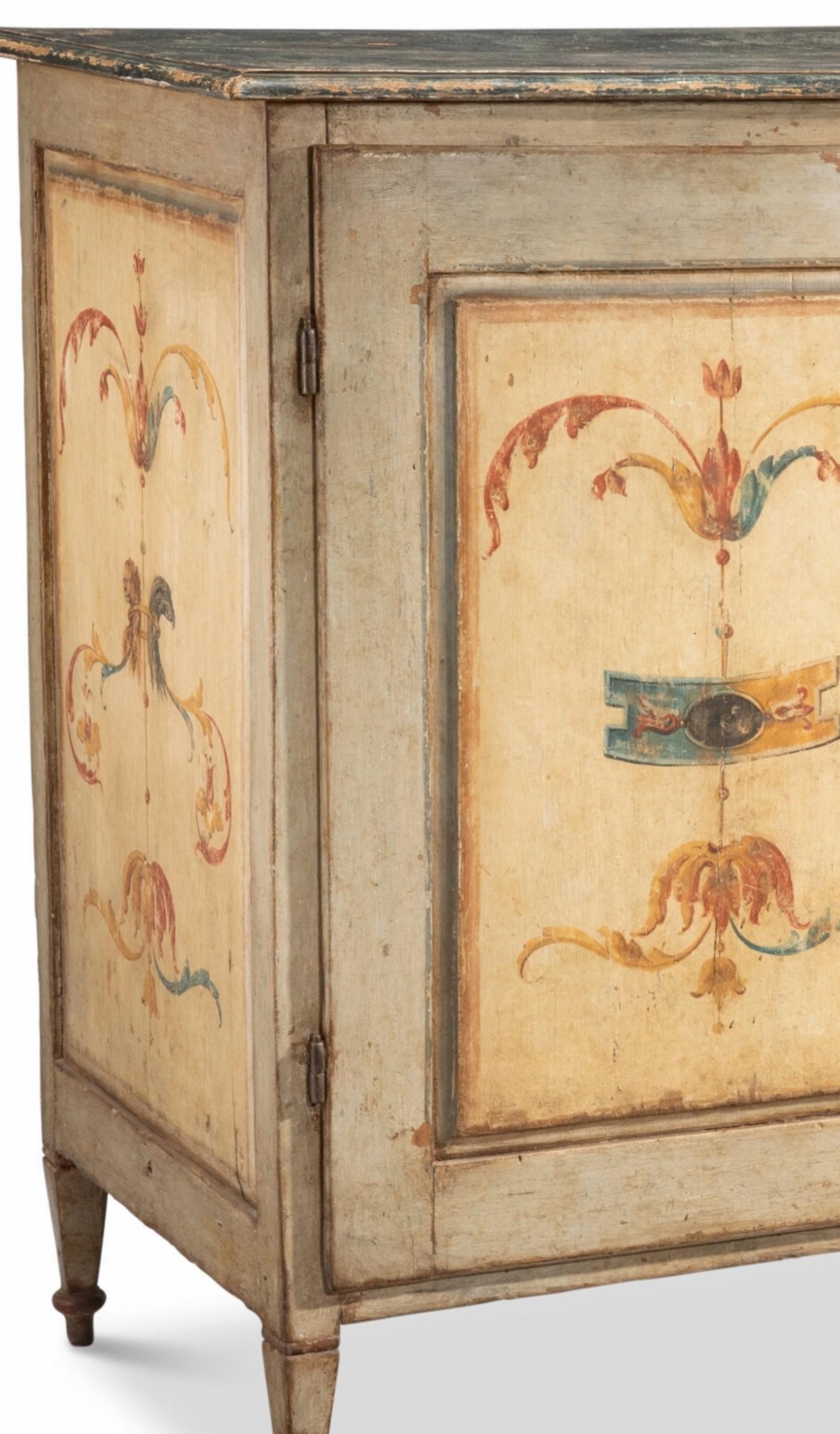 Polychrom bemalter toskanischer italienischer Renaissance-Buffetschrank aus dem 19. Jahrhundert  (Neorenaissance) im Angebot