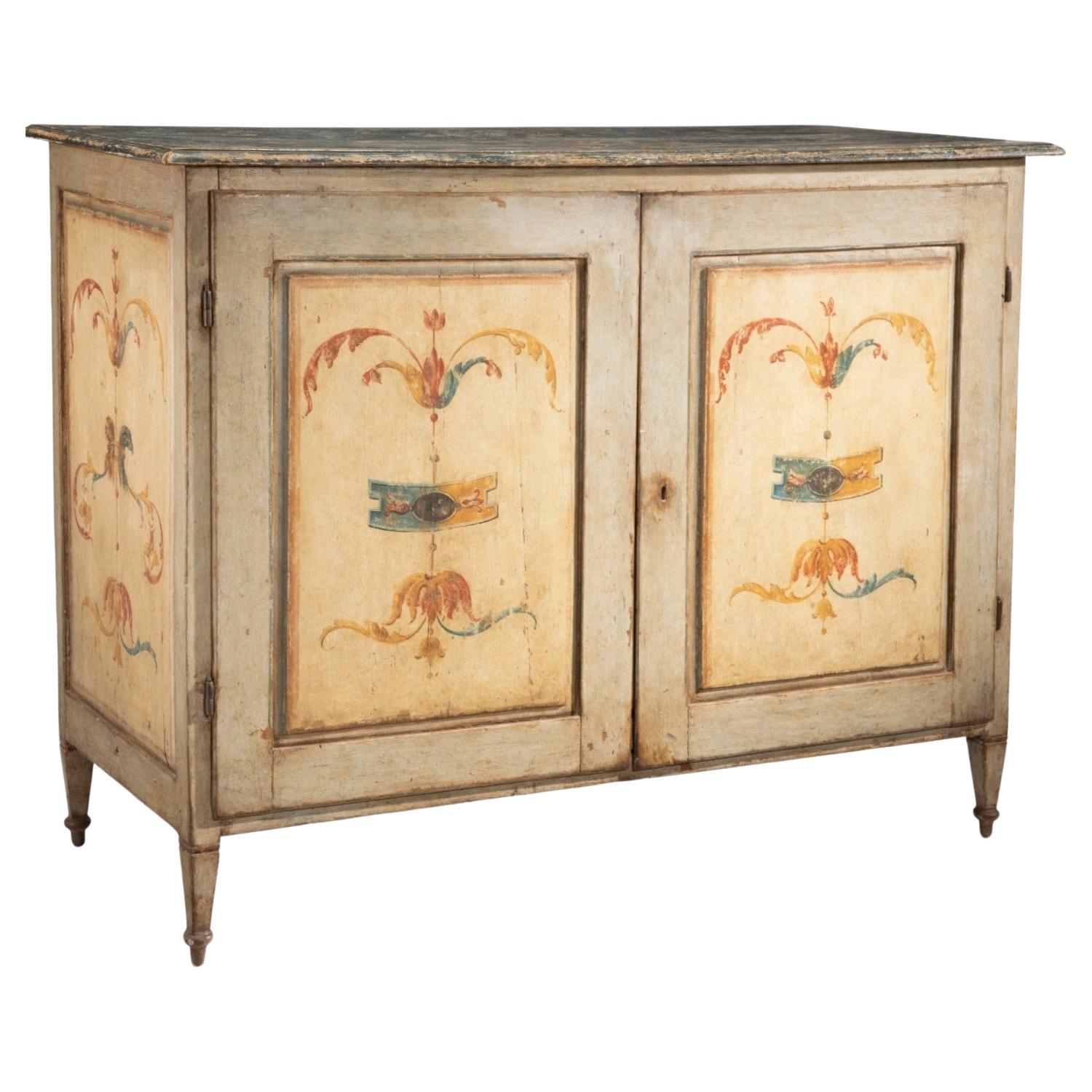 Siglo XIX Renacimiento Toscano Italiano Armario Buffet Pintado Policromo
