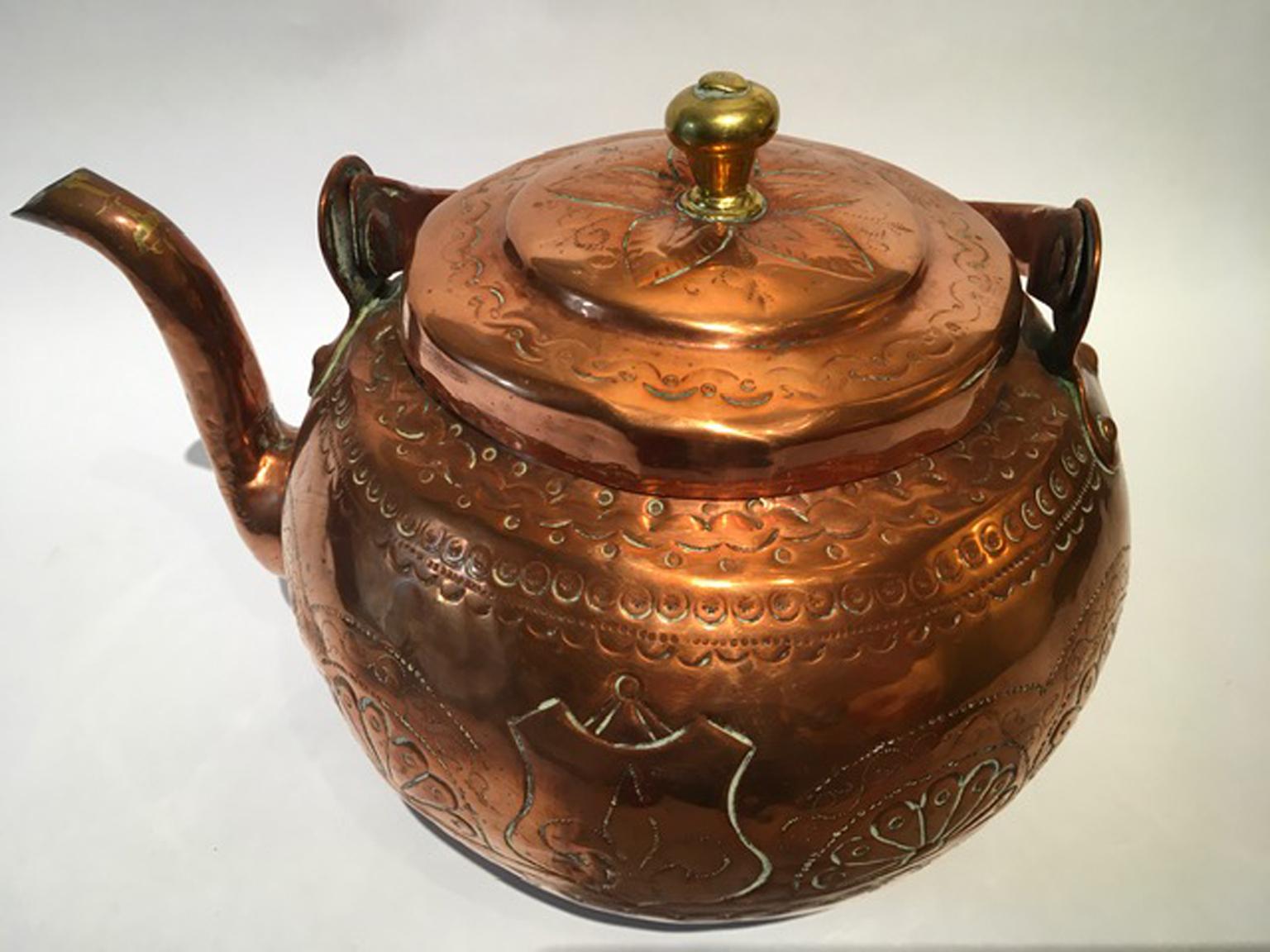 Italy 19th Century Tuscany Kitchen Copper Water Kettle Pot For Sale 7