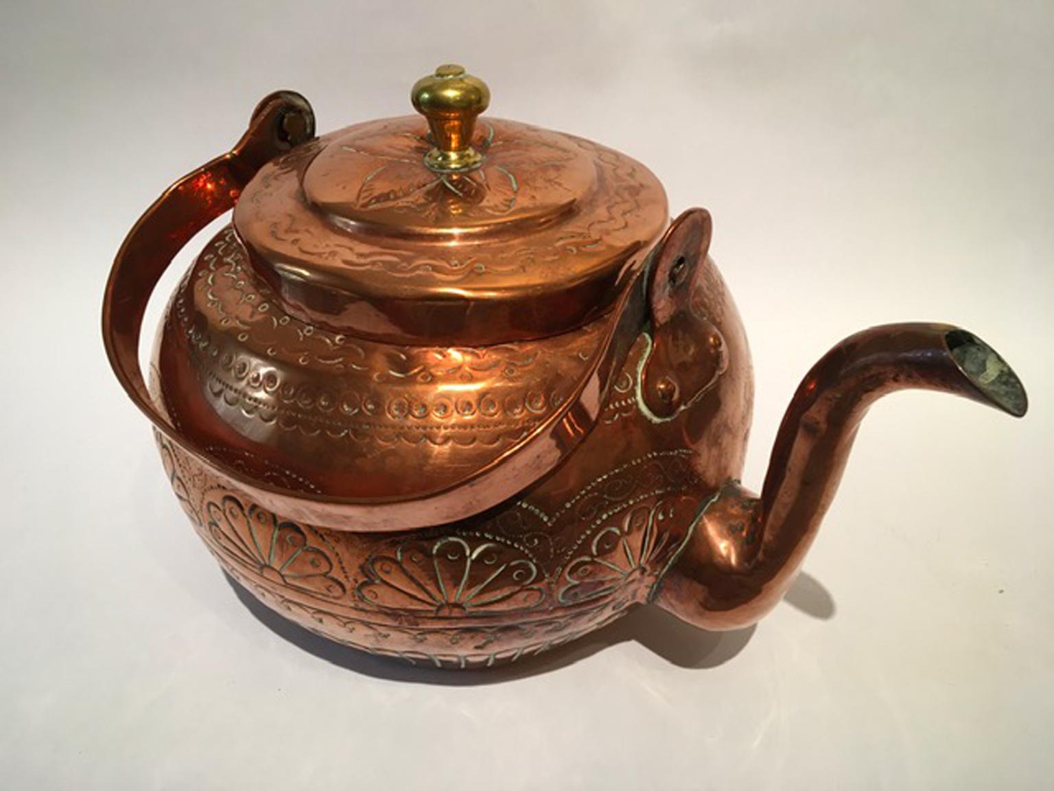 Italie 19ème siècle Toscane Cuisine Bouilloire en cuivre Pot à eau en vente 11