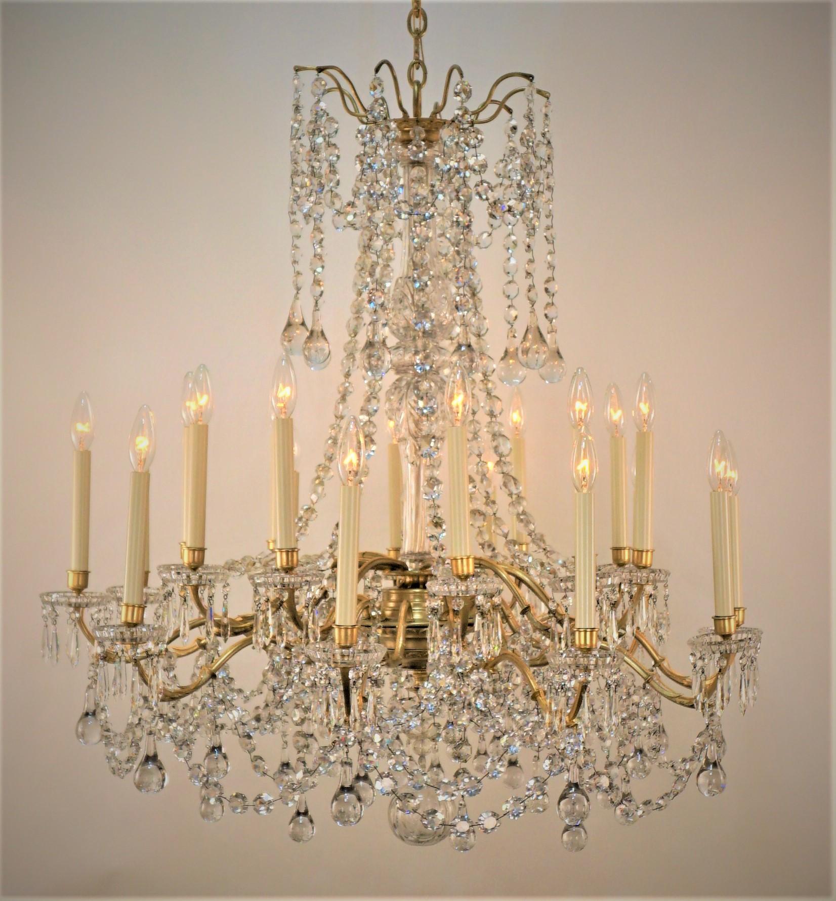 19th Century Twenty Lights Signed Baccarat Crystal Chandelier In Good Condition In Fairfax, VA