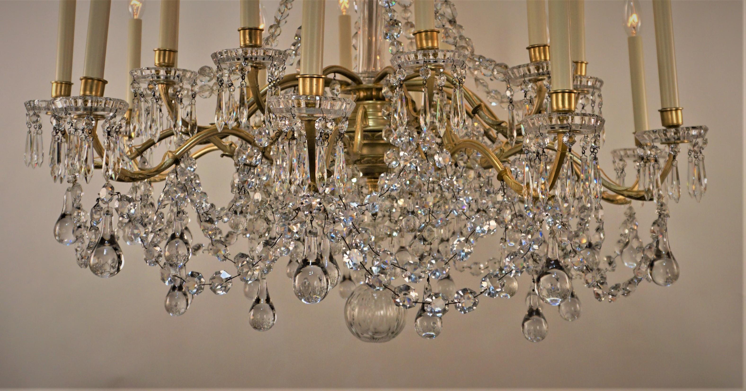 19th Century Twenty Lights Signed Baccarat Crystal Chandelier 3