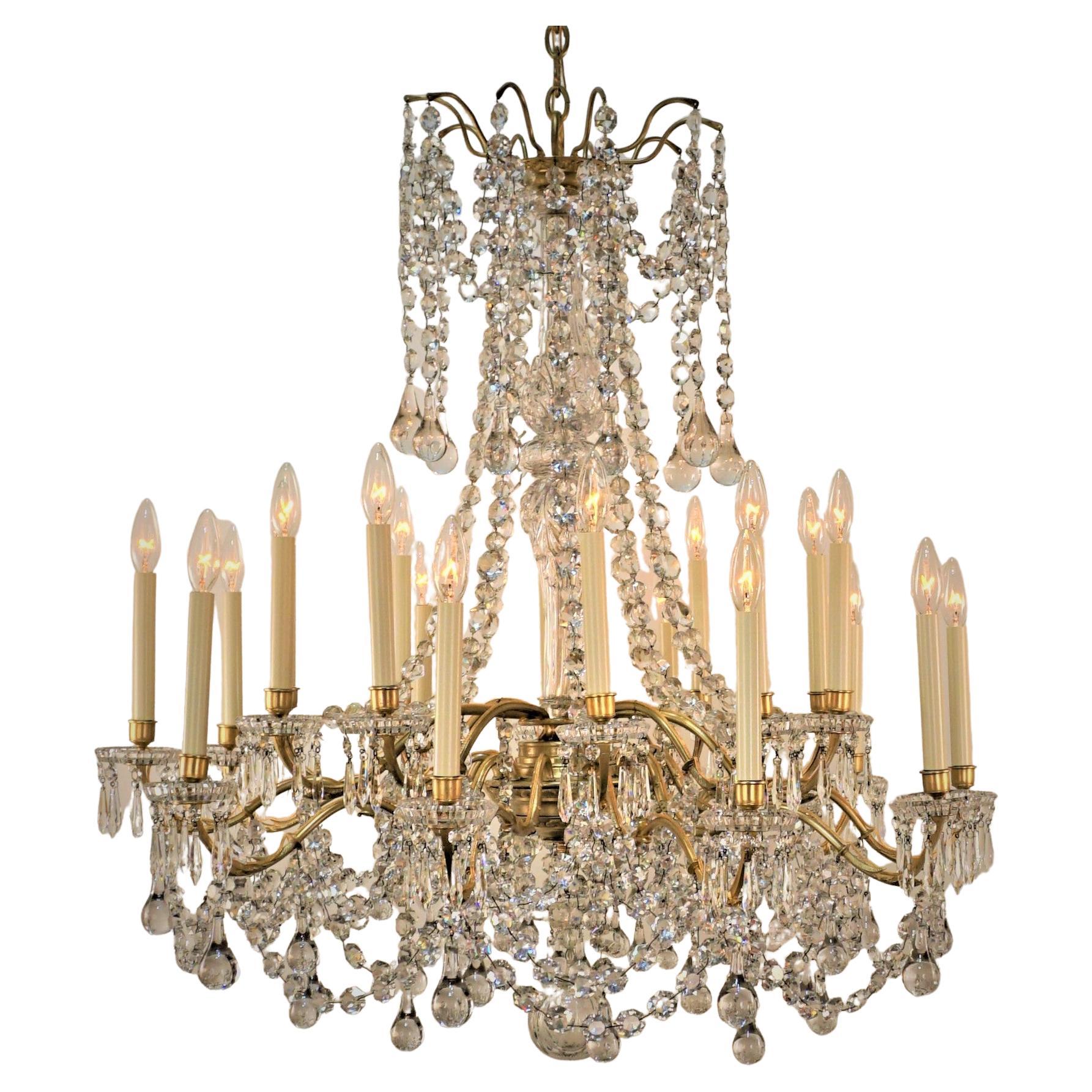 19th Century Twenty Lights Signed Baccarat Crystal Chandelier