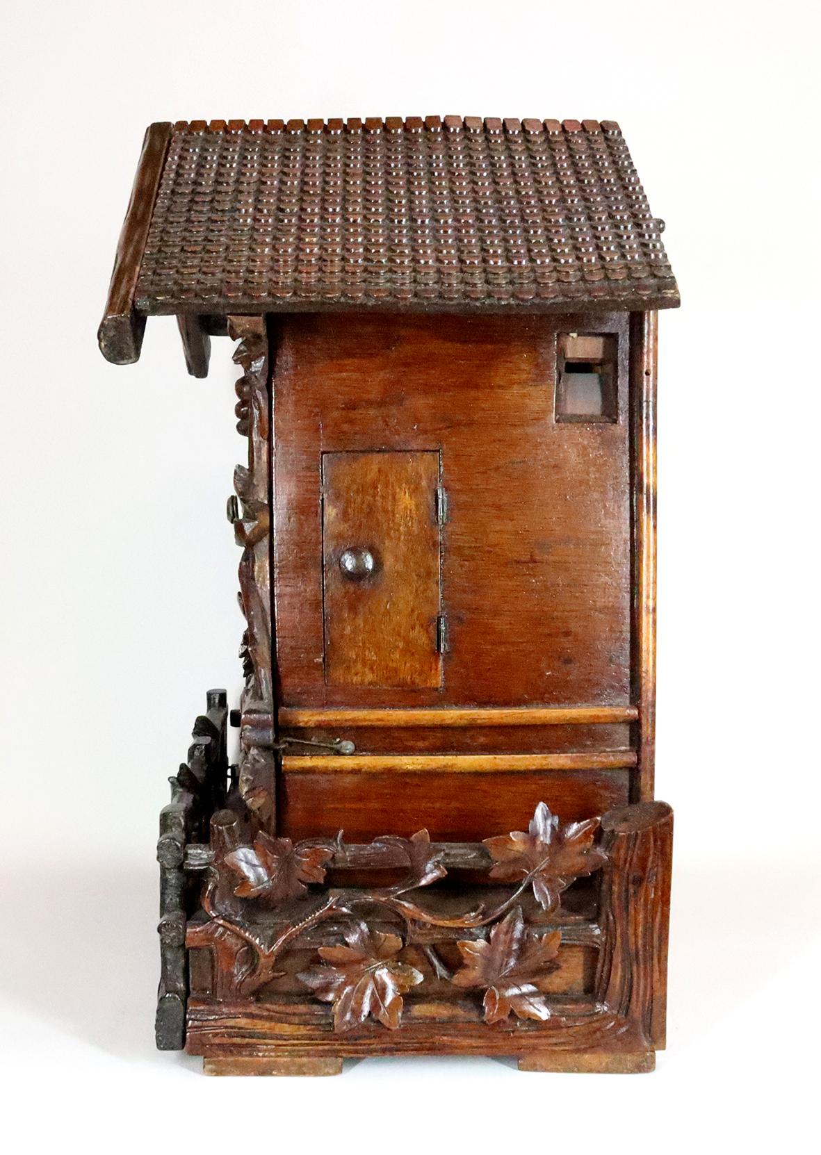 19th Century Twin Fusee Cuckoo Table Clock by Beha For Sale 1