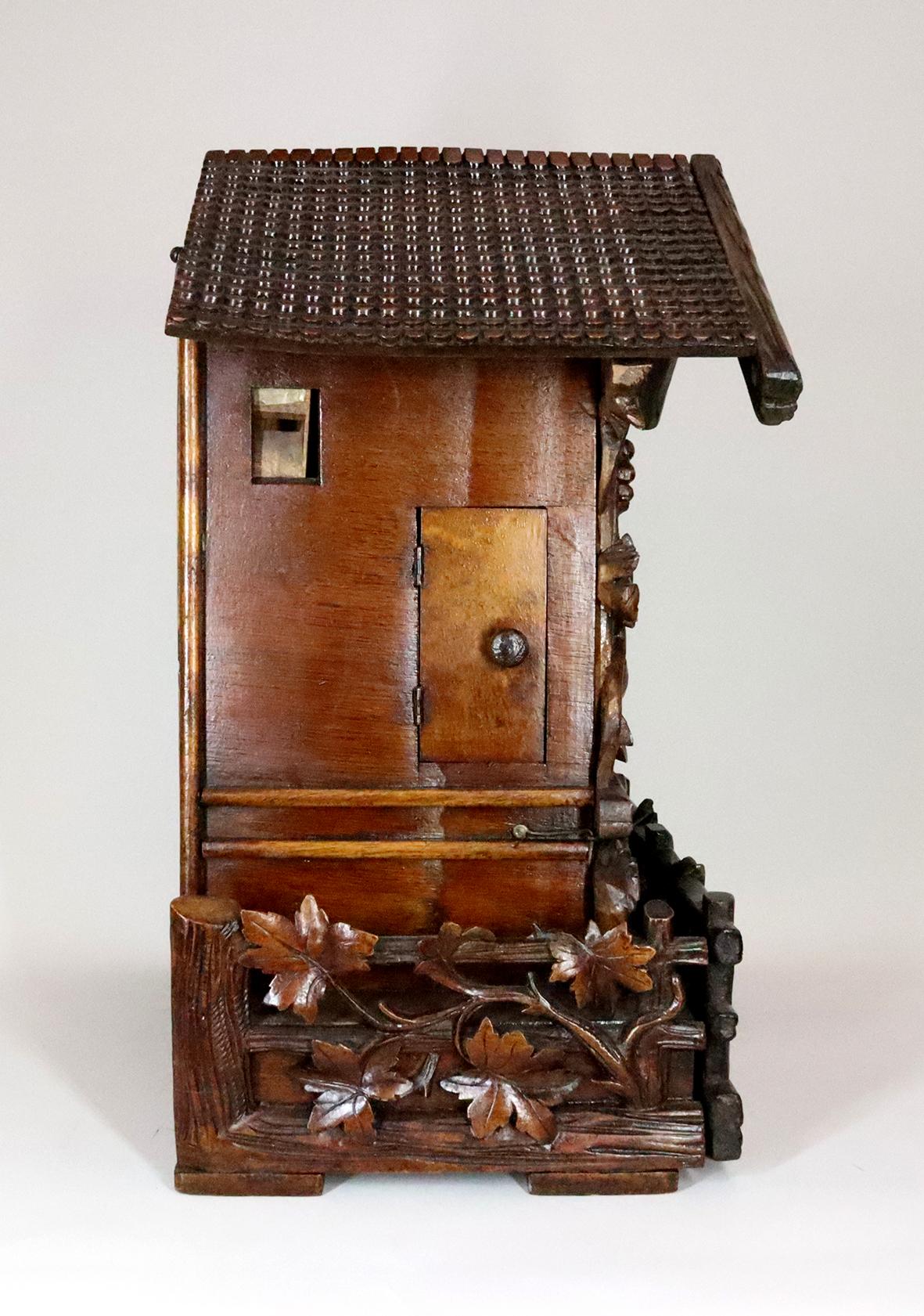 Steel 19th Century Twin Fusee Cuckoo Table Clock by Beha