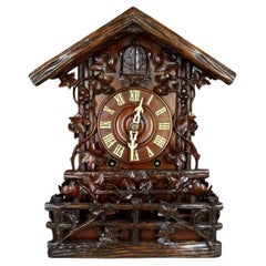 19th Century Twin Fusee Cuckoo Table Clock by Beha