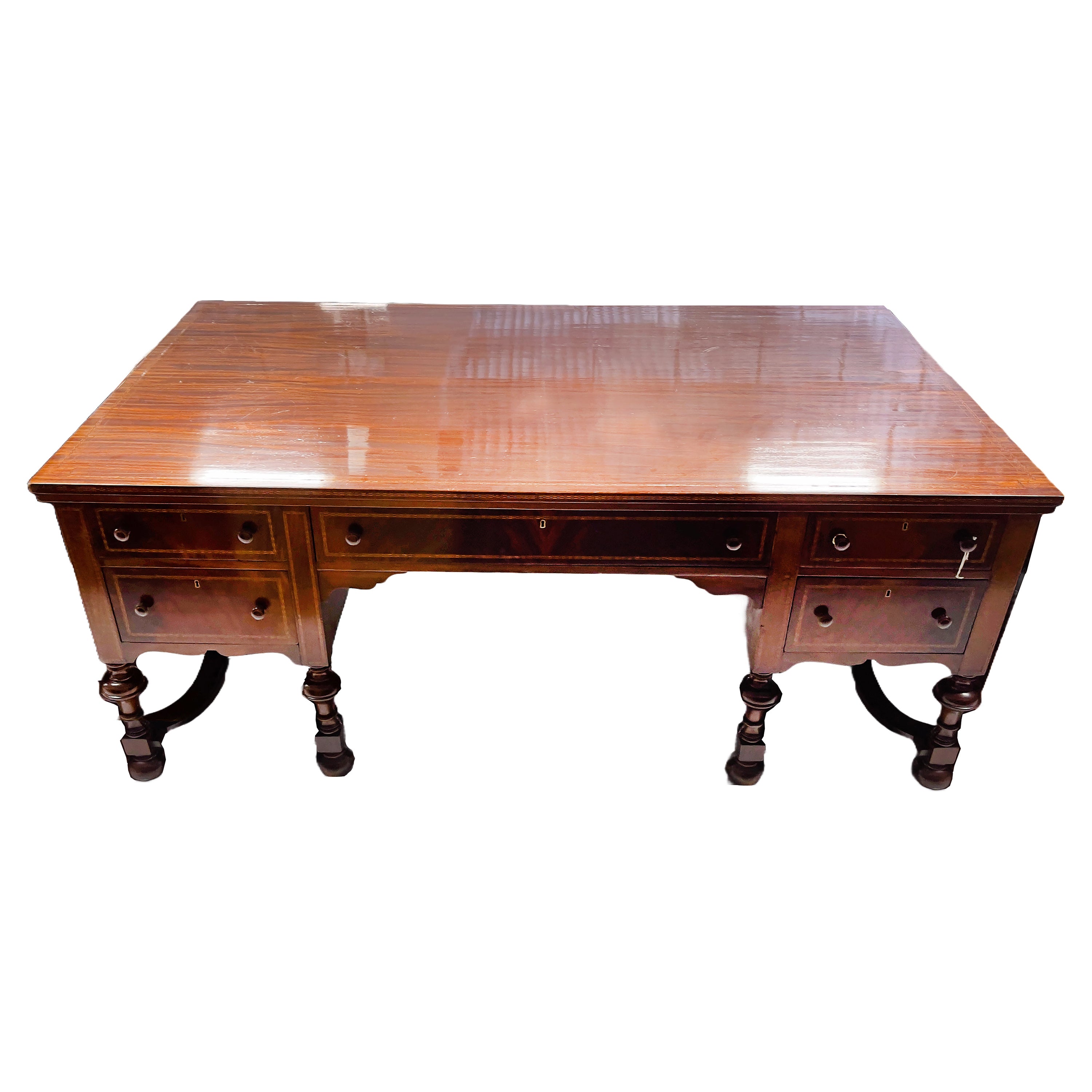 19th Century Twin Pedestal Mahogany Kneehole Desk en vente