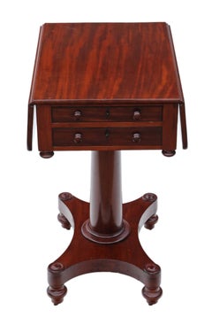 19th Century Two-Drawer Mahogany Drop Leaf Work Table