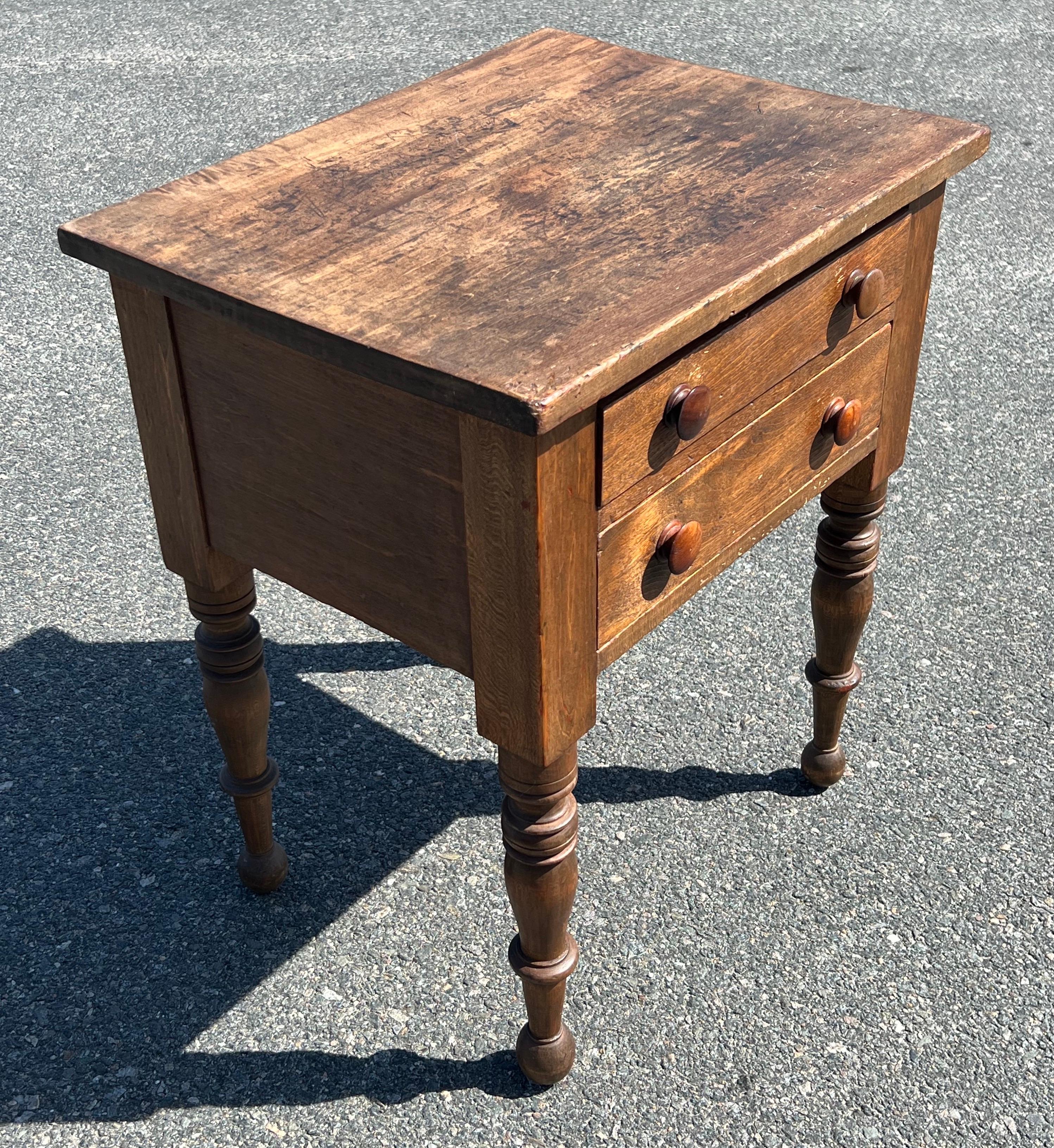 Hand-Crafted 19th Century Two Drawer Sewing Stand