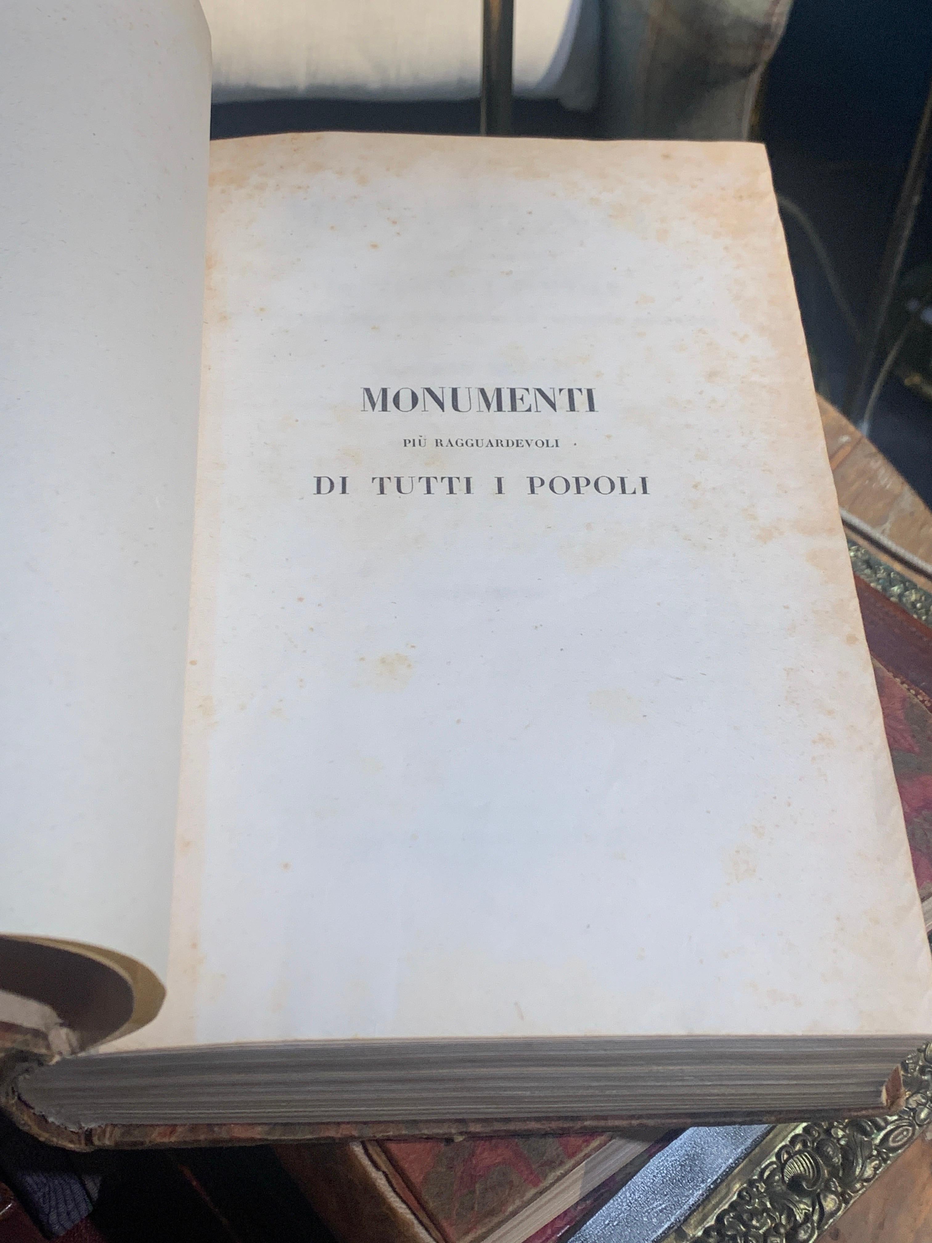 19th Century Two Italian Volumes Monumenti Di Tutti I Popoli by Ernest Breton In Good Condition For Sale In Sofia, BG