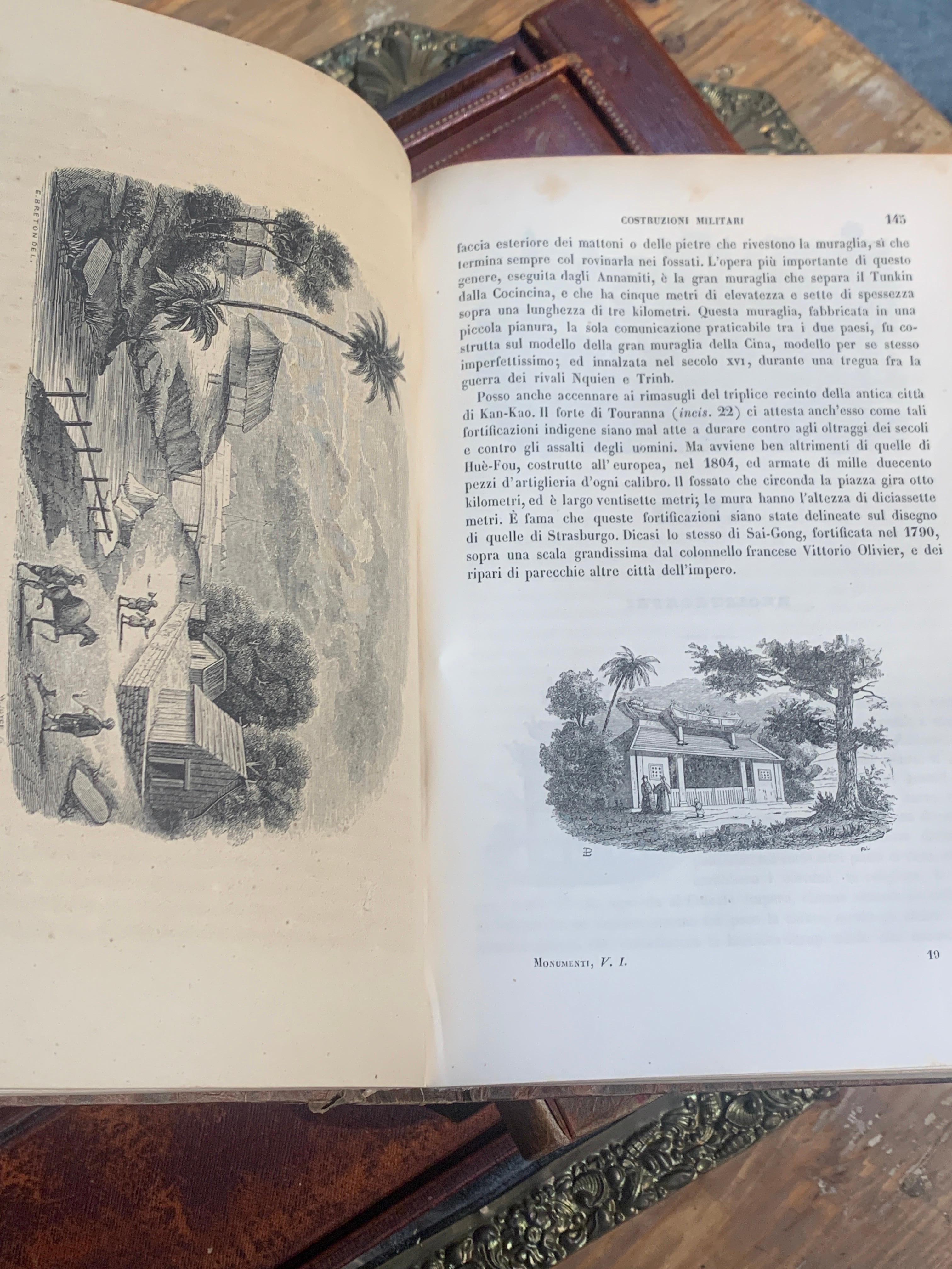 19th Century Two Italian Volumes Monumenti Di Tutti I Popoli by Ernest Breton For Sale 1