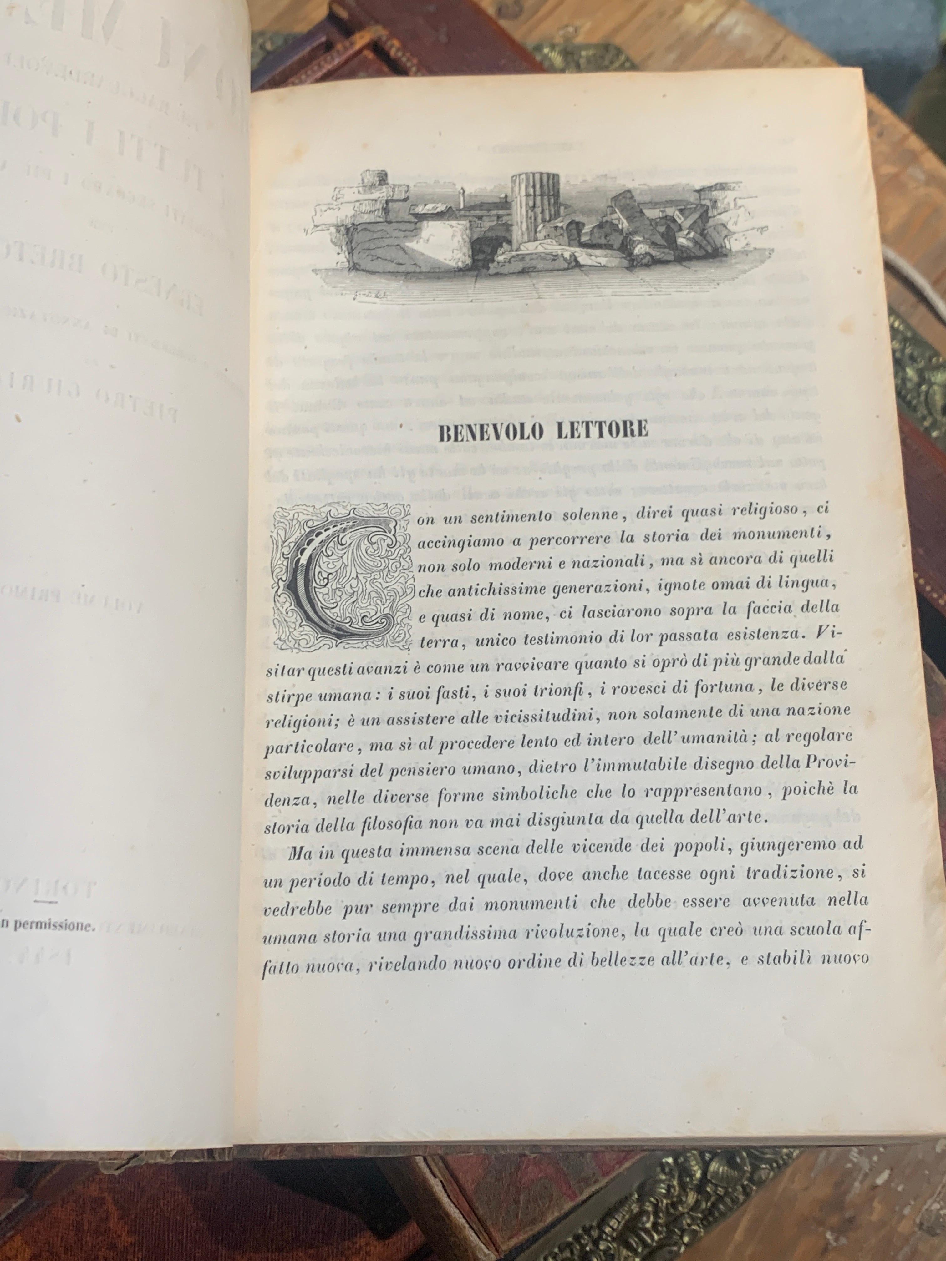 19th Century Two Italian Volumes Monumenti Di Tutti I Popoli by Ernest Breton For Sale 2