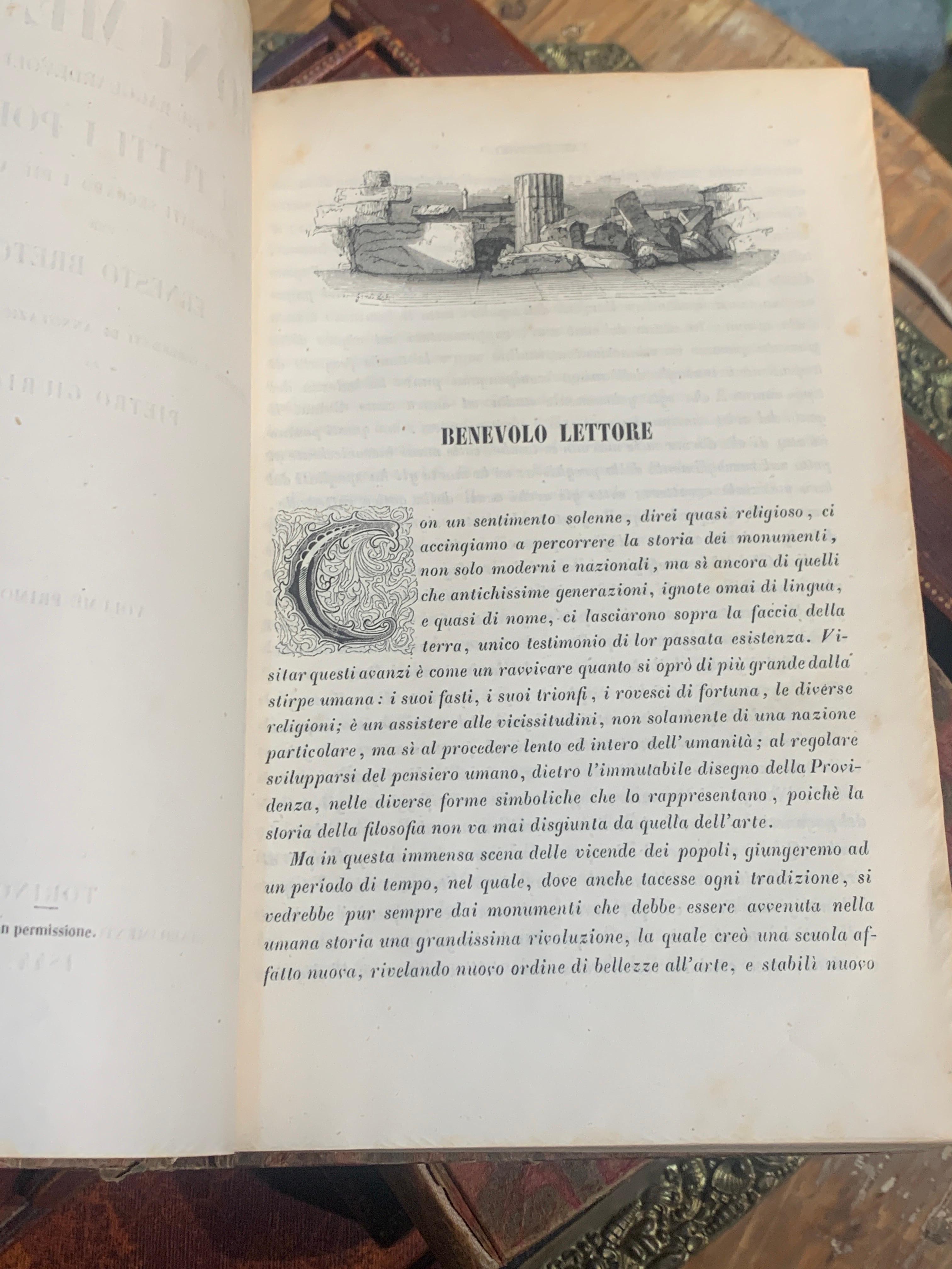 Zwei italienische Bände Monumenti di Tutti i Popoli des 19. Jahrhunderts von Ernest Breton im Angebot 1