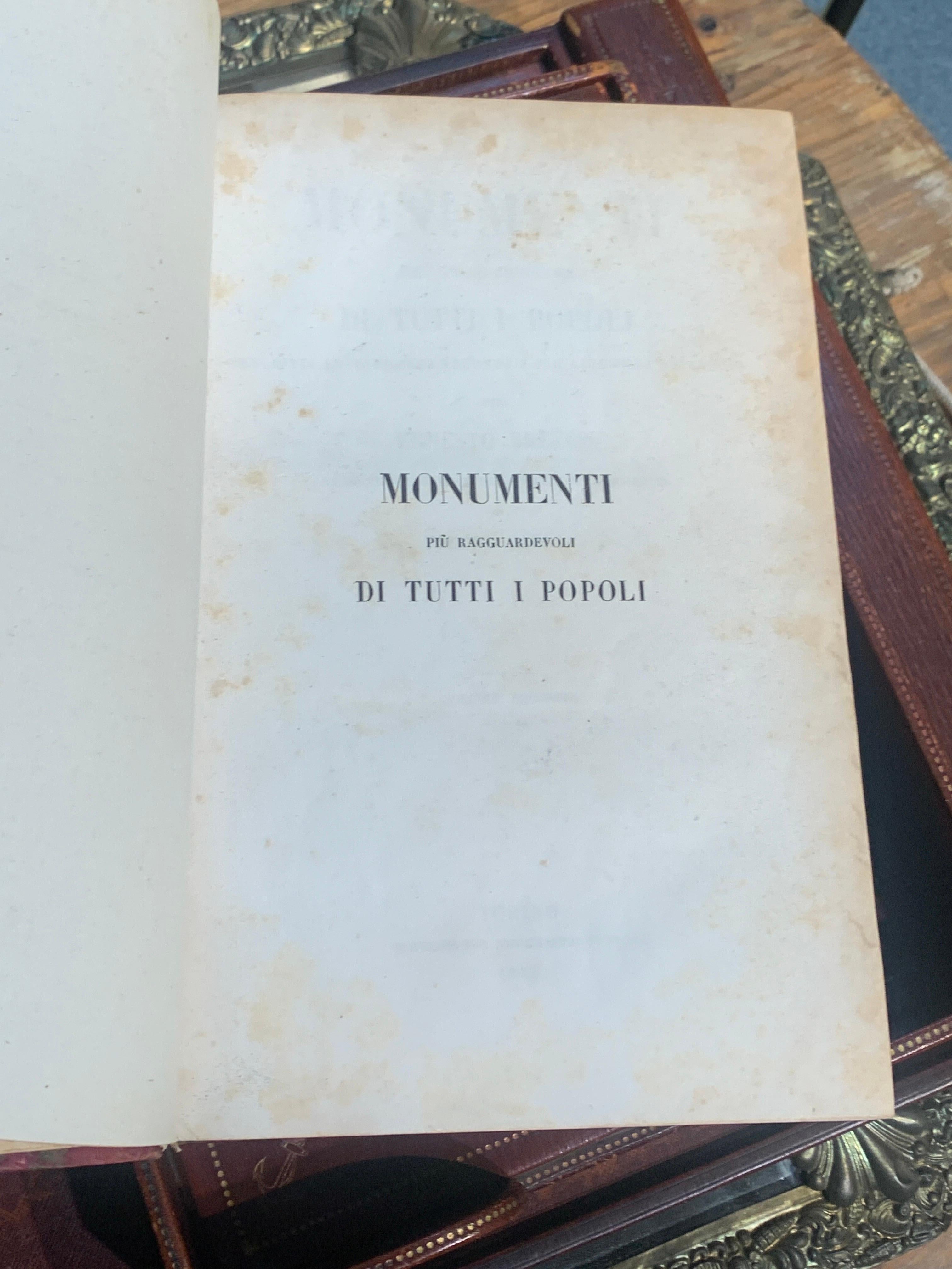 19th Century Two Italian Volumes Monumenti Di Tutti I Popoli by Ernest Breton For Sale 4