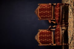 19th Century, Two Neoclassical Bergere in Walnut Wood and Carved Parts