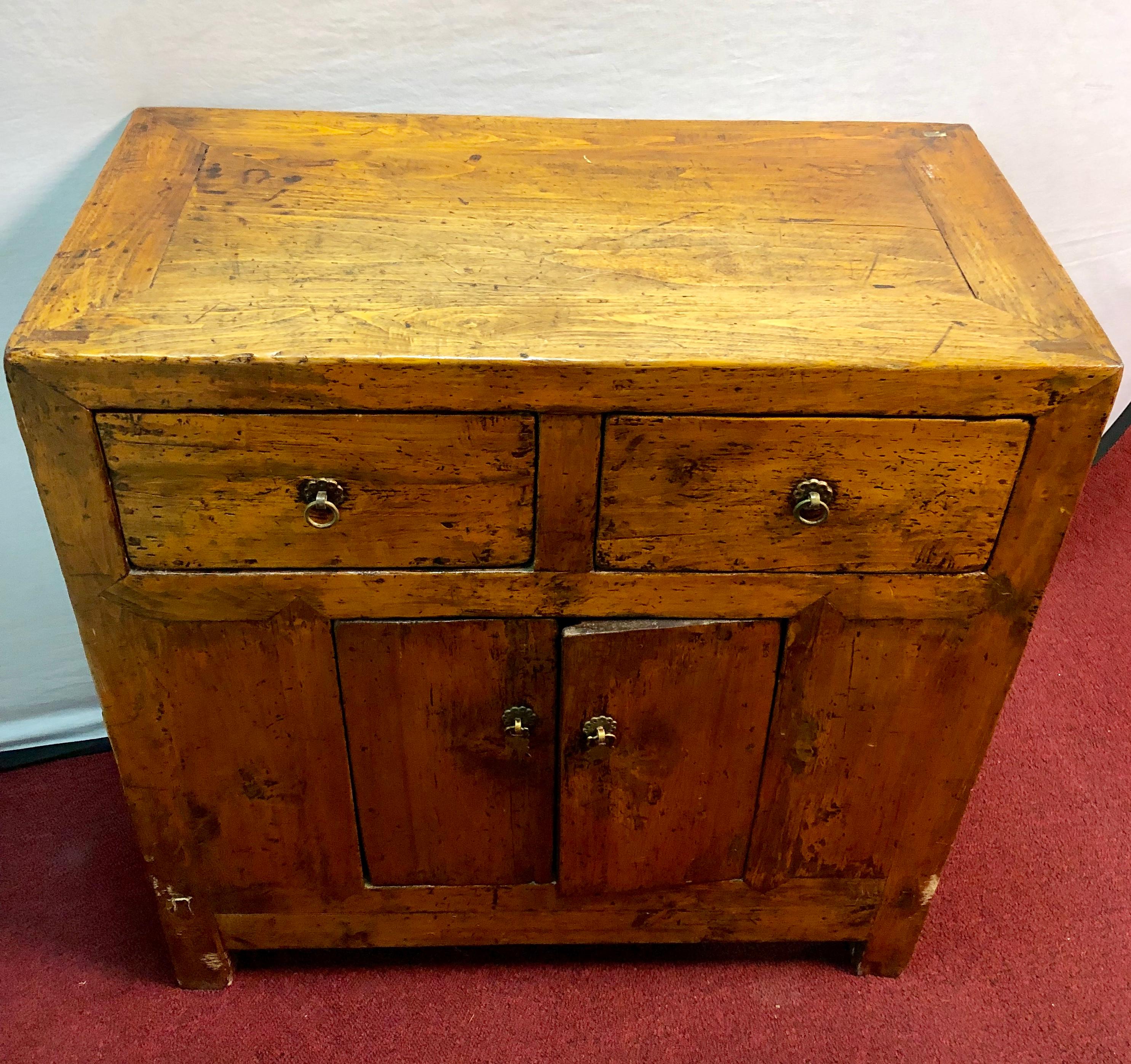 American Colonial 19th Century Two over Two Small Chest of Drawers or Nightstand