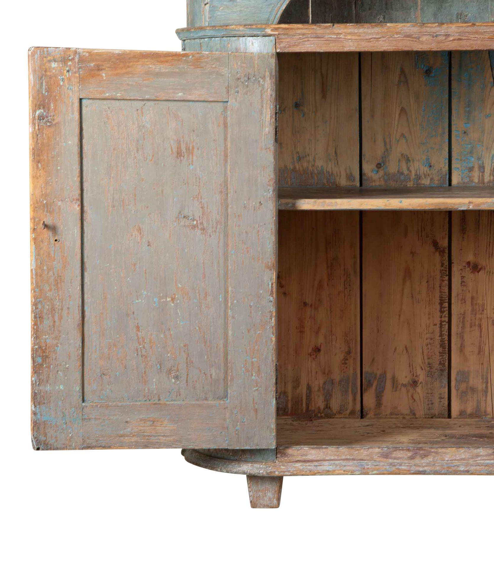Wood 19th Century Two Part Cabinet in Original Paint, from Umea Vasterbotten, Sweden For Sale