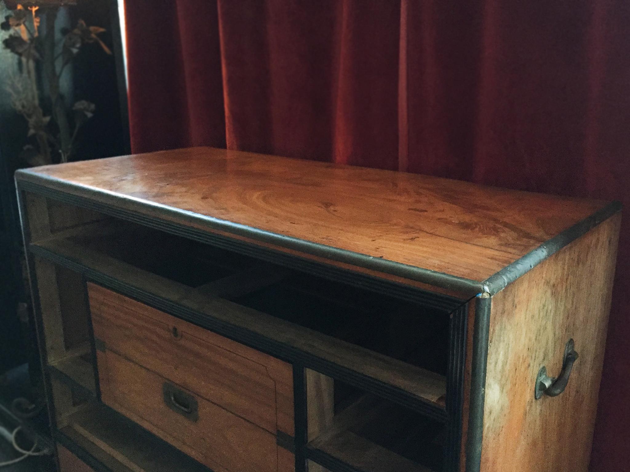 19th Century Two-Part Camphor Wood Campaign Chest and Secretary Desk 6