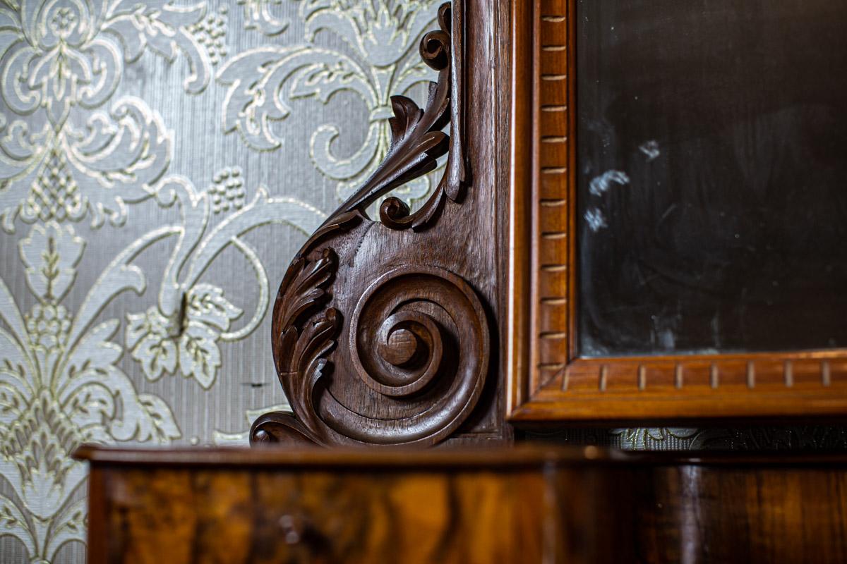 Zweiteilige Kommode aus dem 19. Jahrhundert mit Spiegel in braunem Furnier und Palisanderholz im Angebot 6