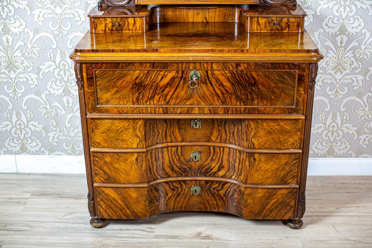 19th-Century Two-Part Dresser With Mirror in Brown Veneered With Rosewood For Sale 7