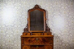 19th-Century Two-Part Dresser With Mirror in Brown Veneered With Rosewood
