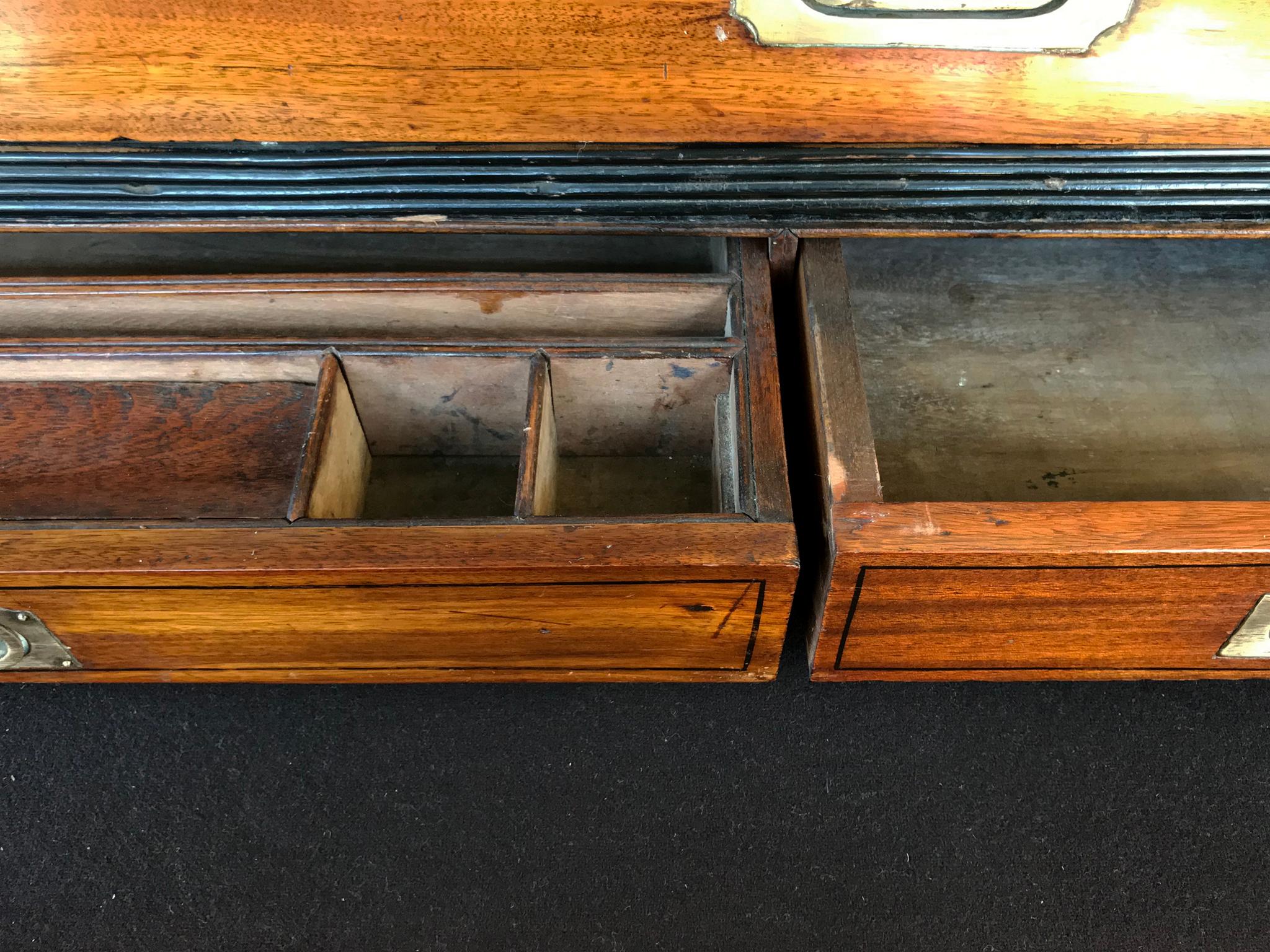 19th Century Two-Part Mahogany Campaign Chest with Secretary Desk 5