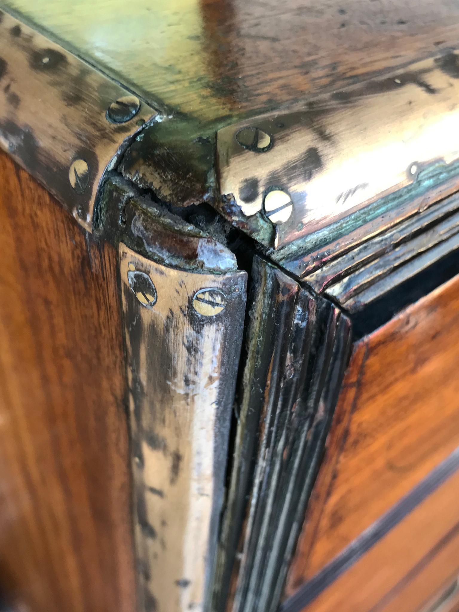 19th Century Two-Part Mahogany Campaign Chest with Secretary Desk In Fair Condition In New York, NY