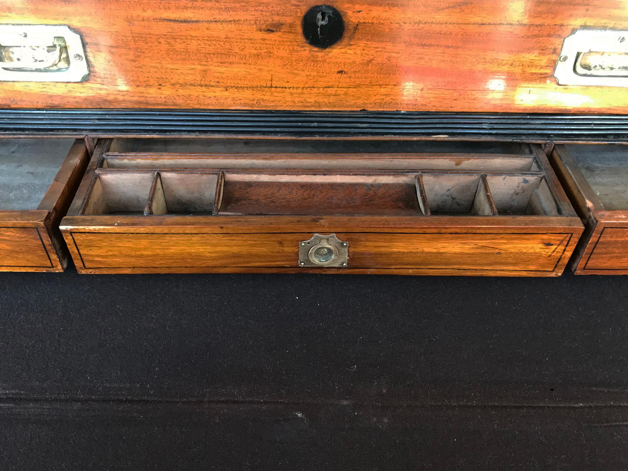 19th Century Two-Part Mahogany Campaign Chest with Secretary Desk 4