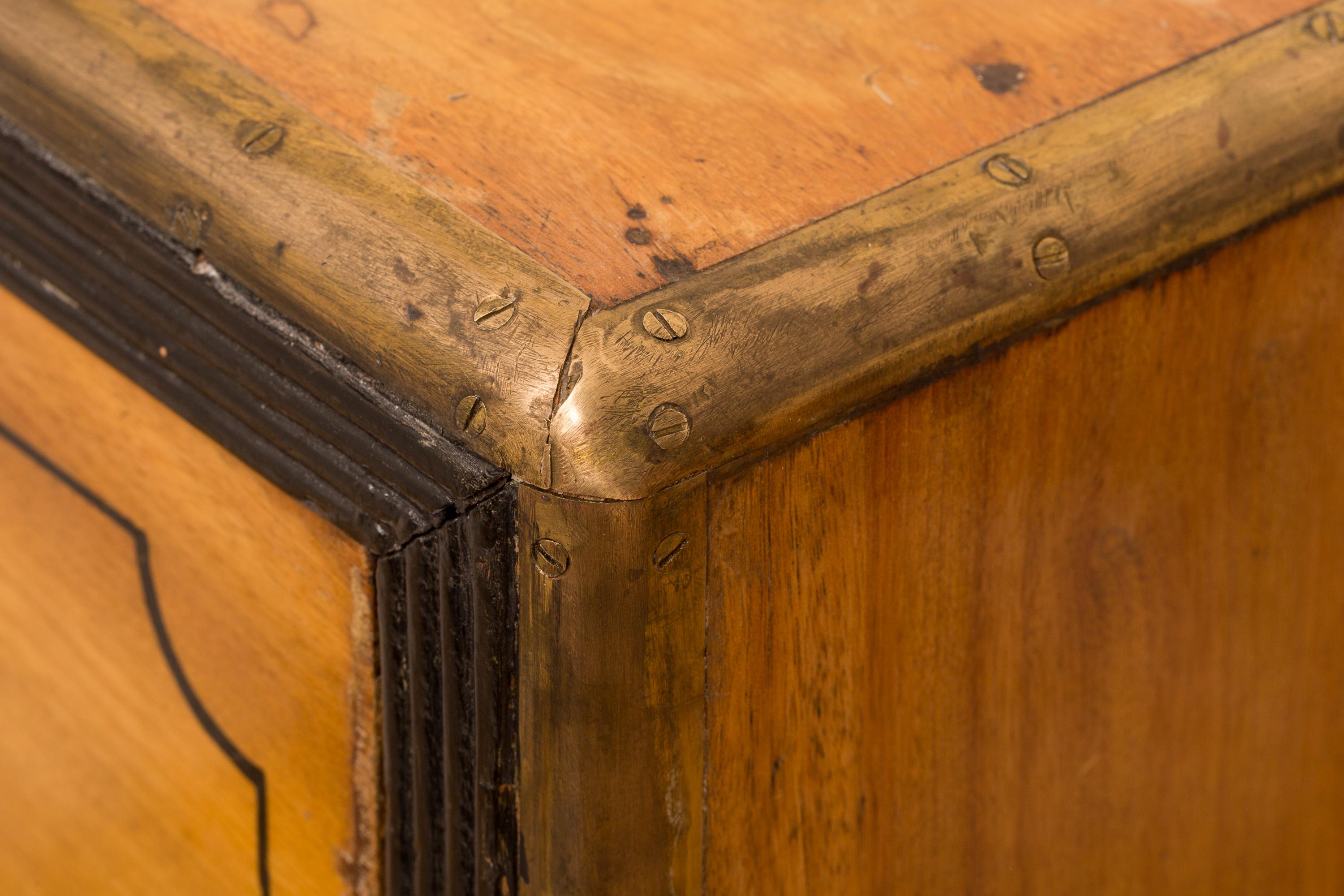 19th Century Two-Piece Camphor Wood Campaign Chest with Folding Writing Desk For Sale 10