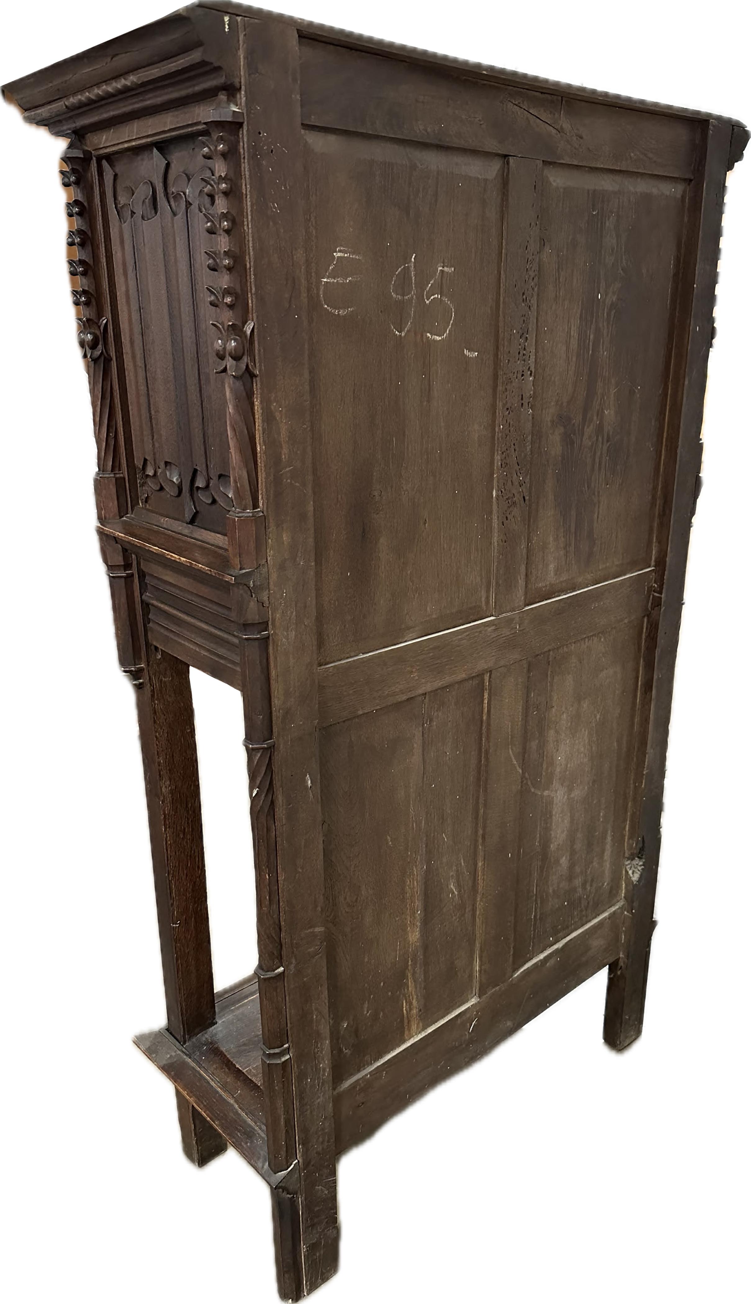 19th Century Two-Piece Gothic Style Oak Cabinet For Sale 4